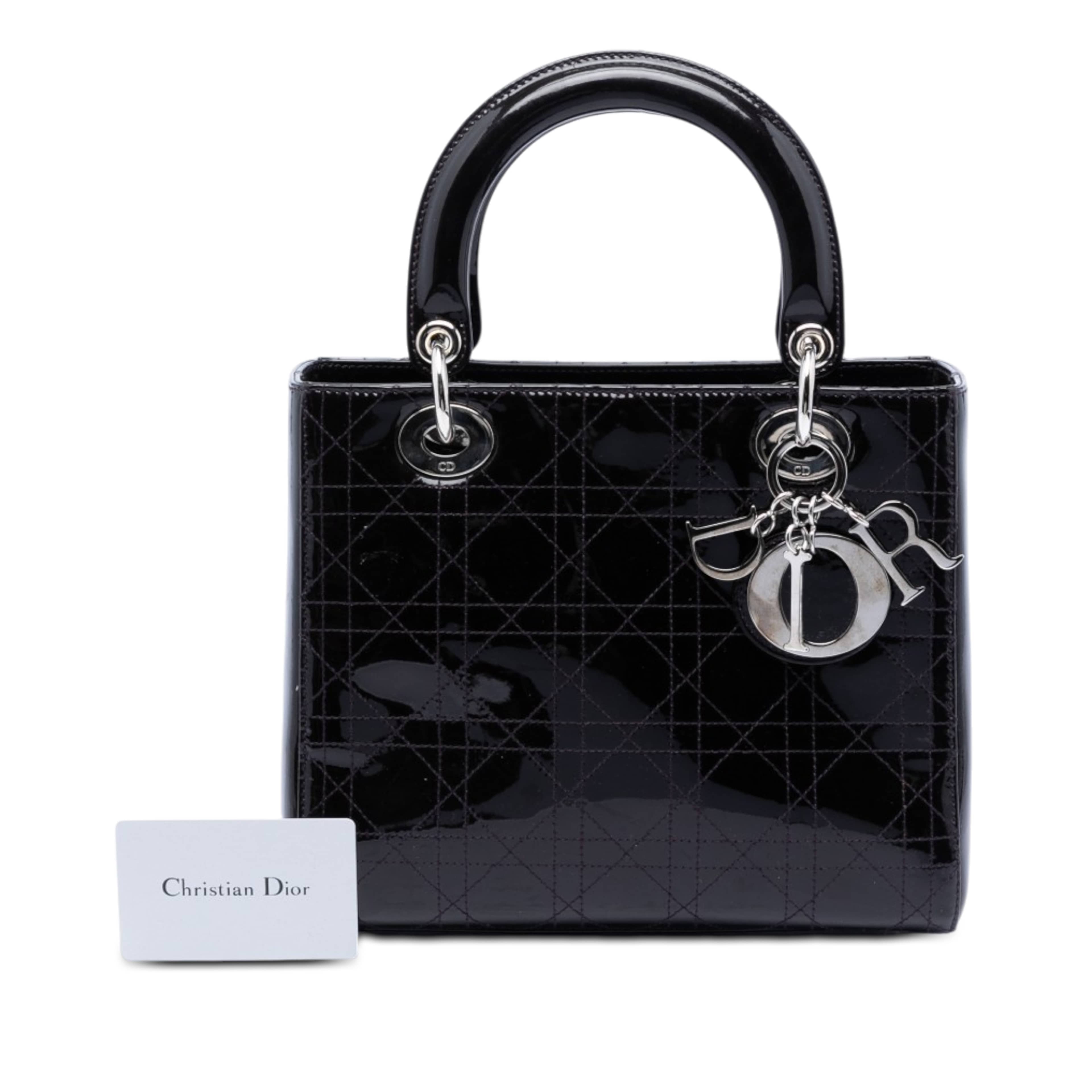Dior Medium Patent Cannage Stitched Lady Dior, från Luxclusif, i färgen purpur. Klicka för att öppna bilden i stort format