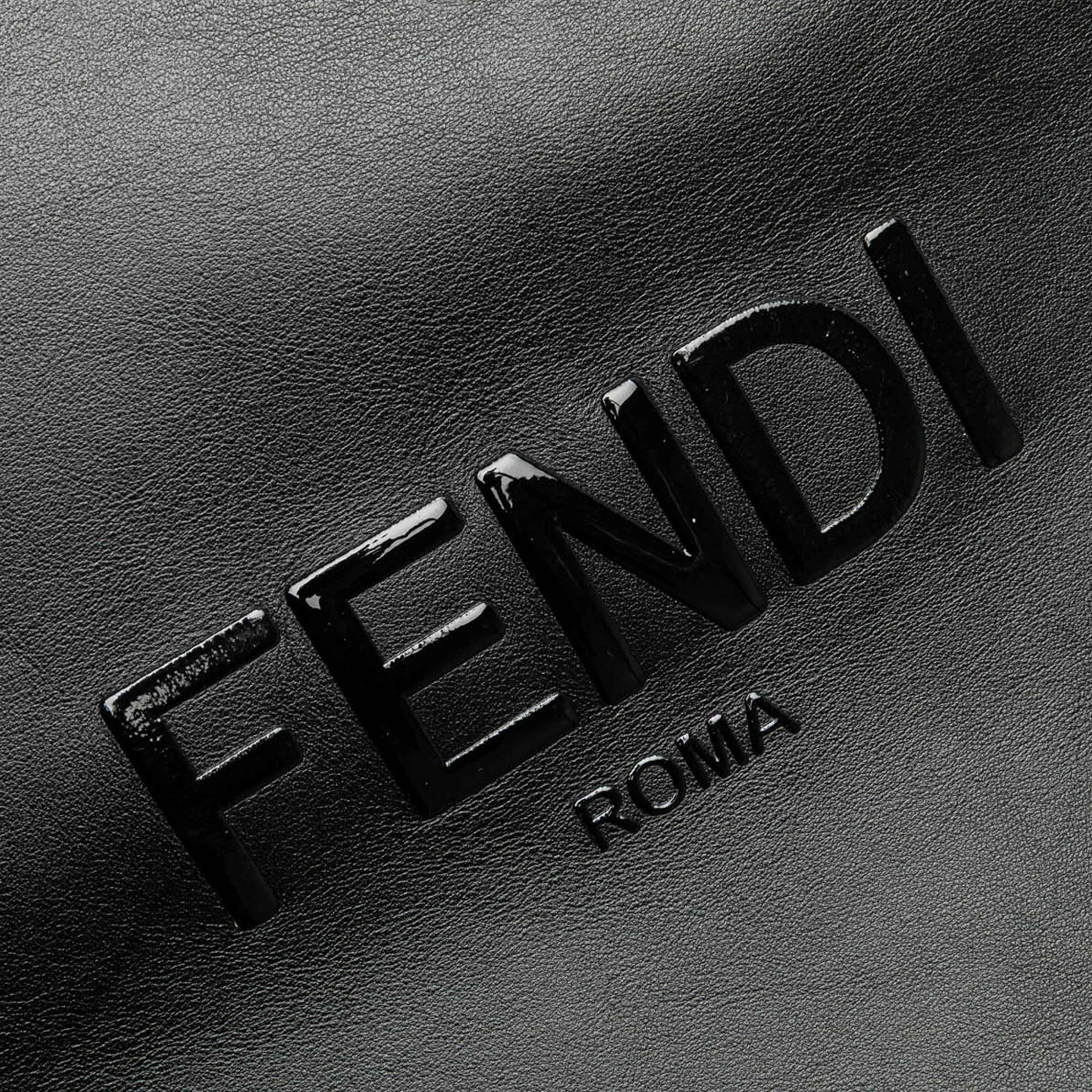 Fendi Embossed Leather Logo Shopper Tote
