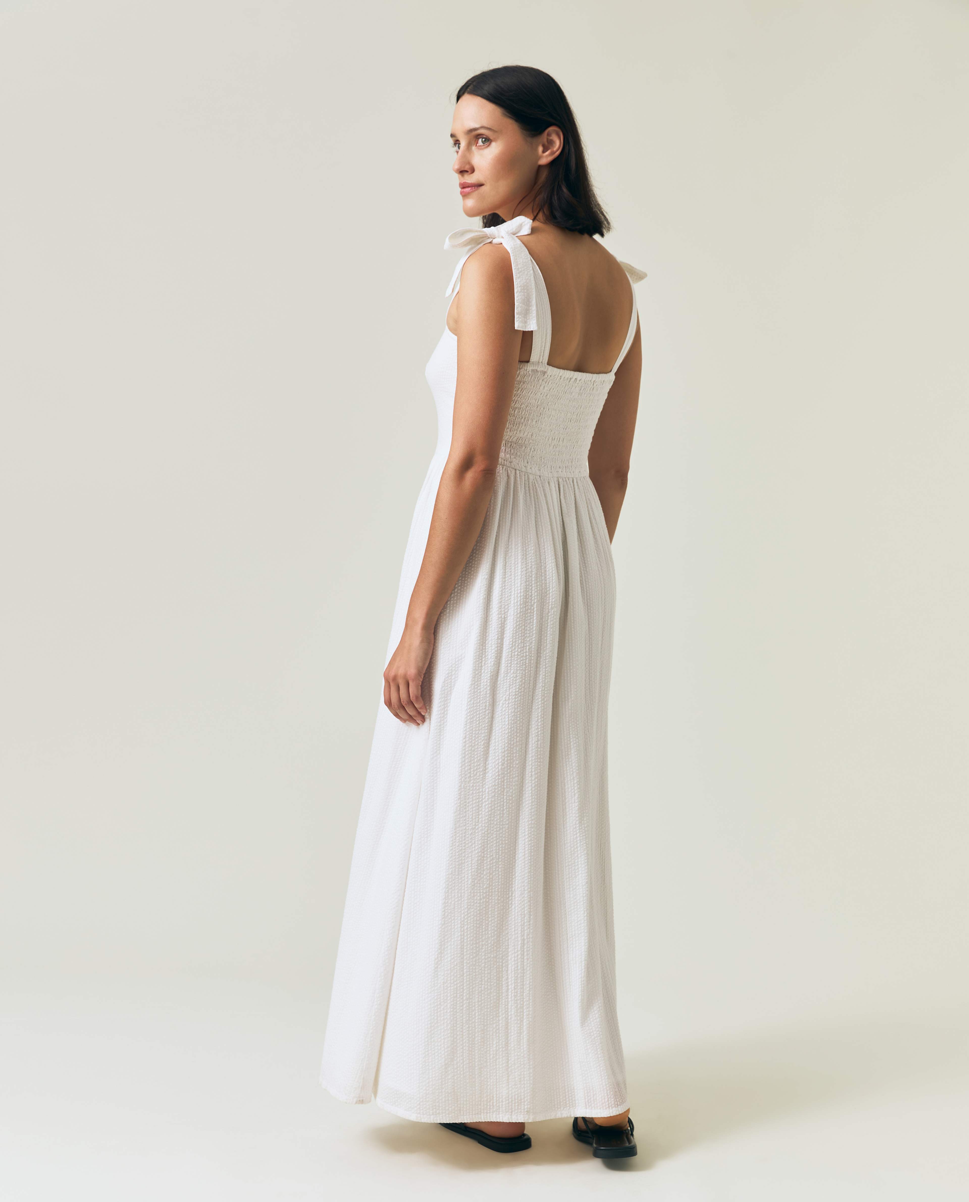 Bow-strap Seersucker Summer Dress