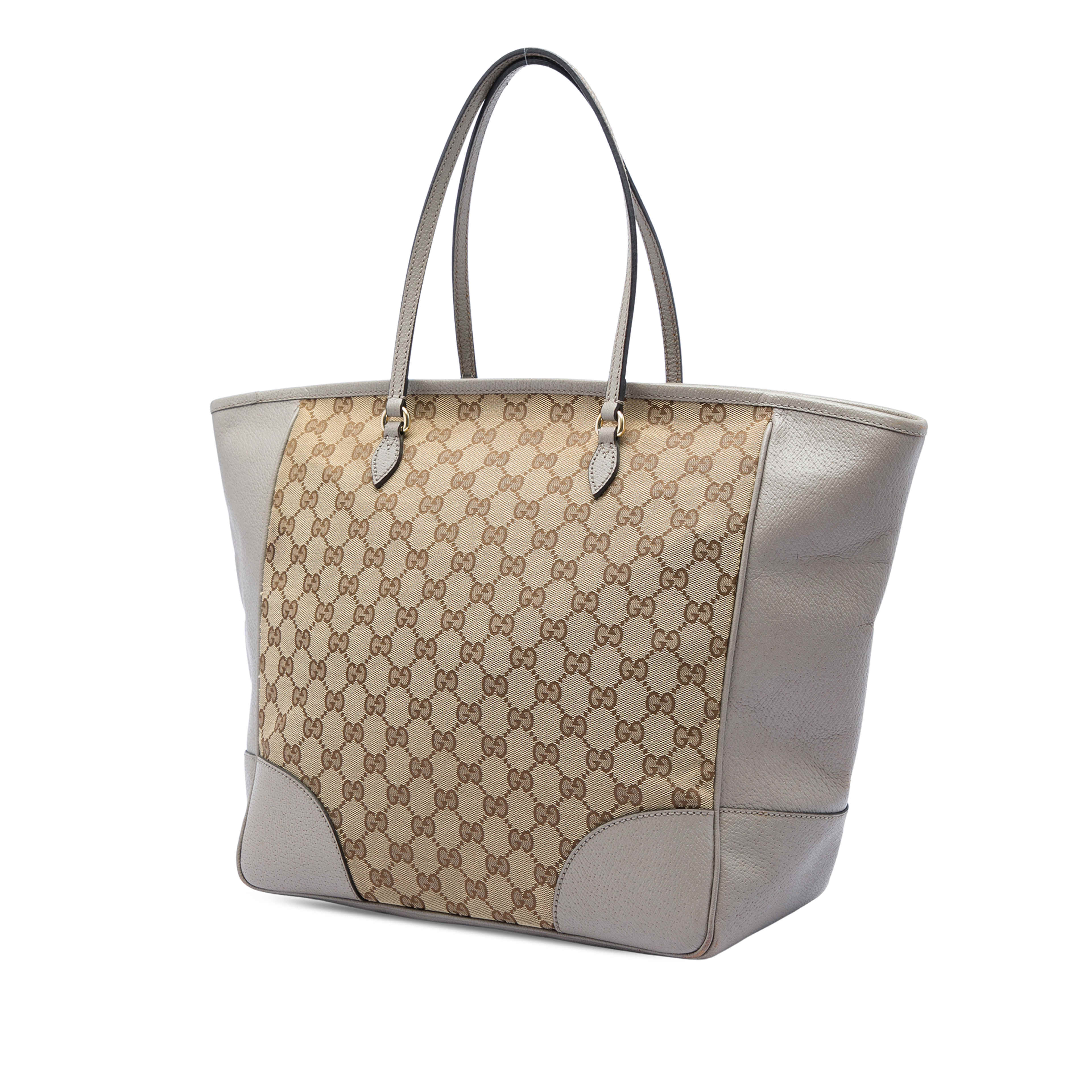 Gucci Gg Canvas And Leather Bree Tote, från Luxclusif, i färgen beige. Klicka för att öppna bilden i stort format