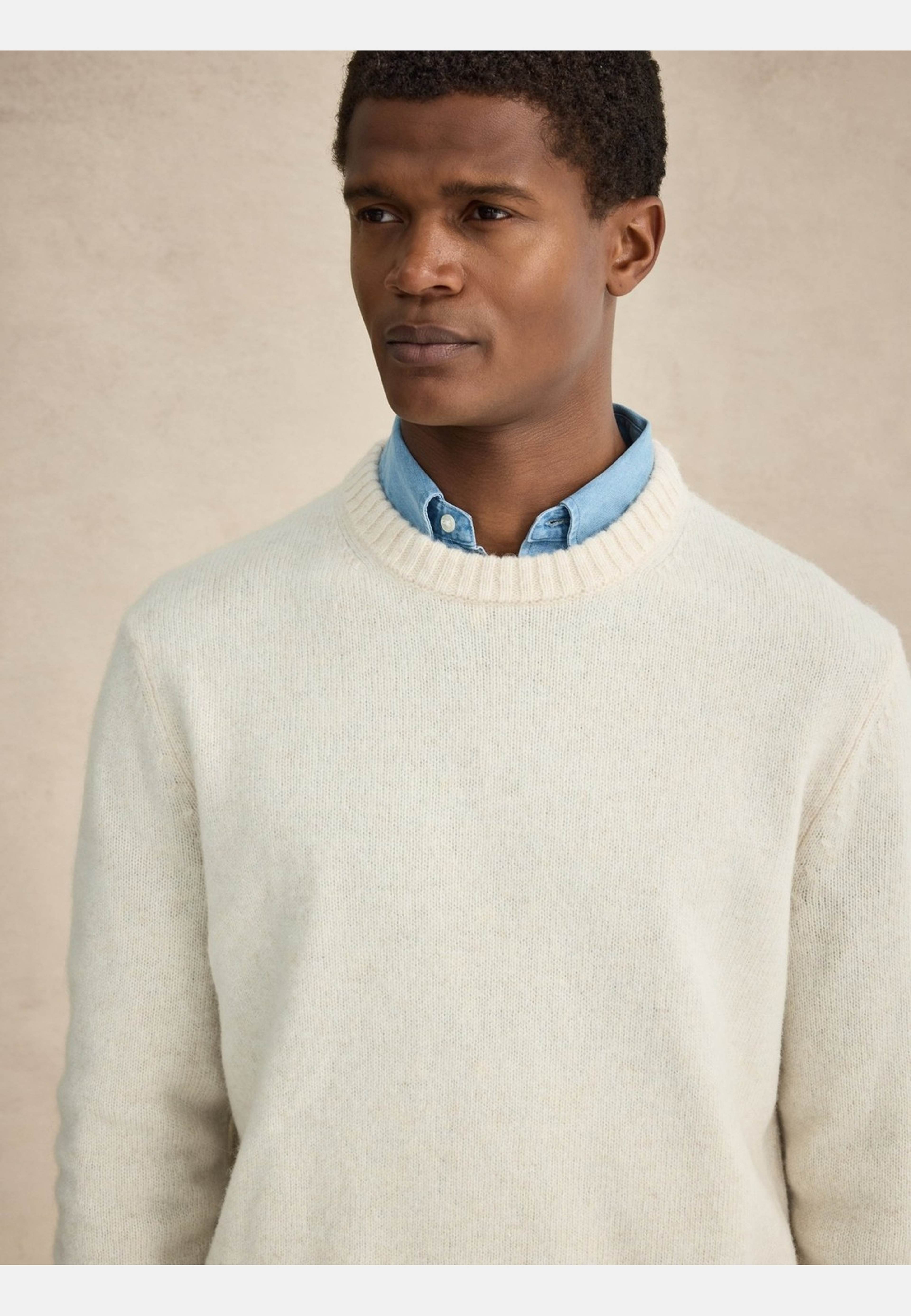 Wool Crew Neck Sweater (jeff), från John Henric, i färgen beige. Klicka för att öppna bilden i stort format