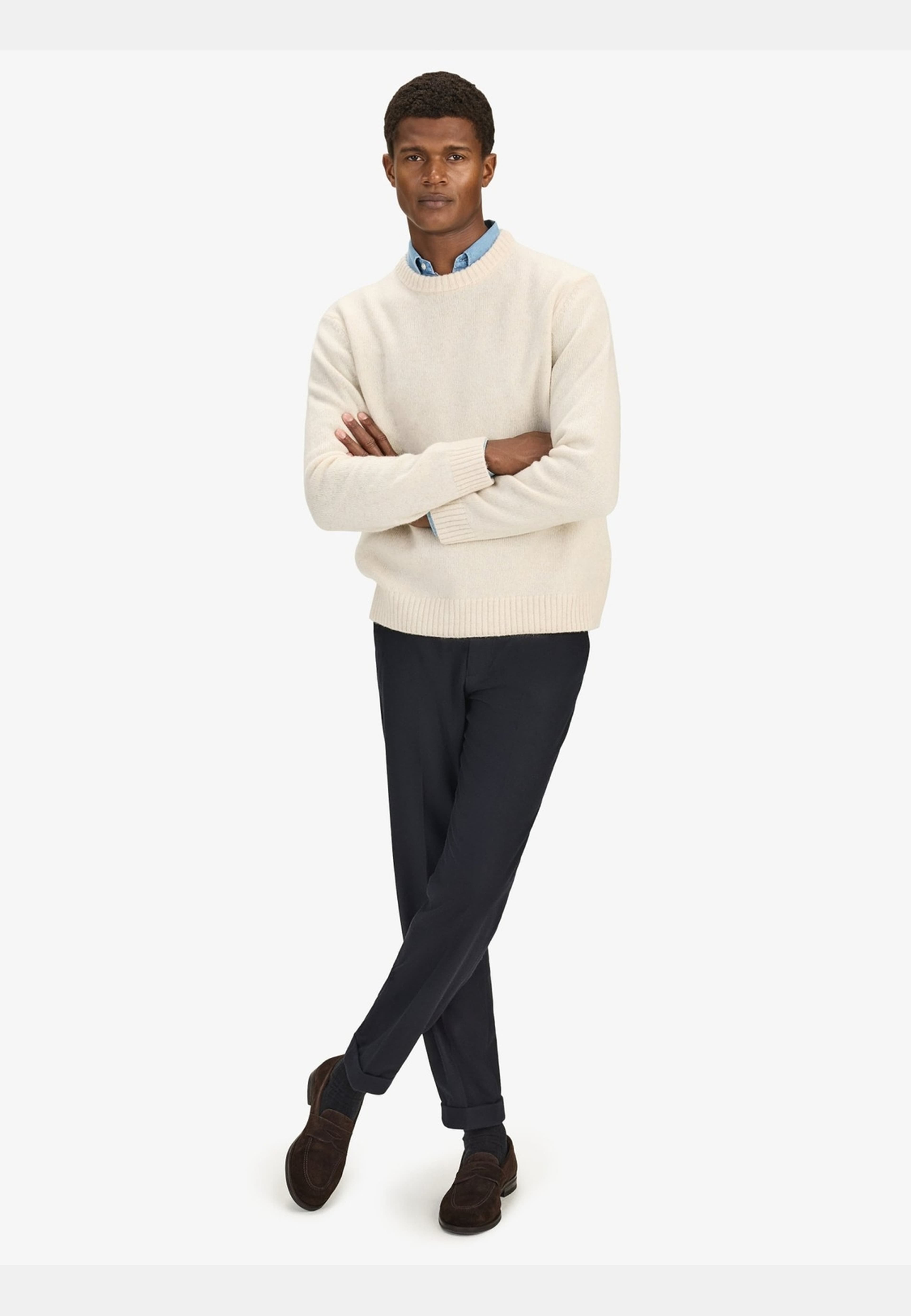 Wool Crew Neck Sweater (jeff), från John Henric, i färgen beige. Klicka för att öppna bilden i stort format