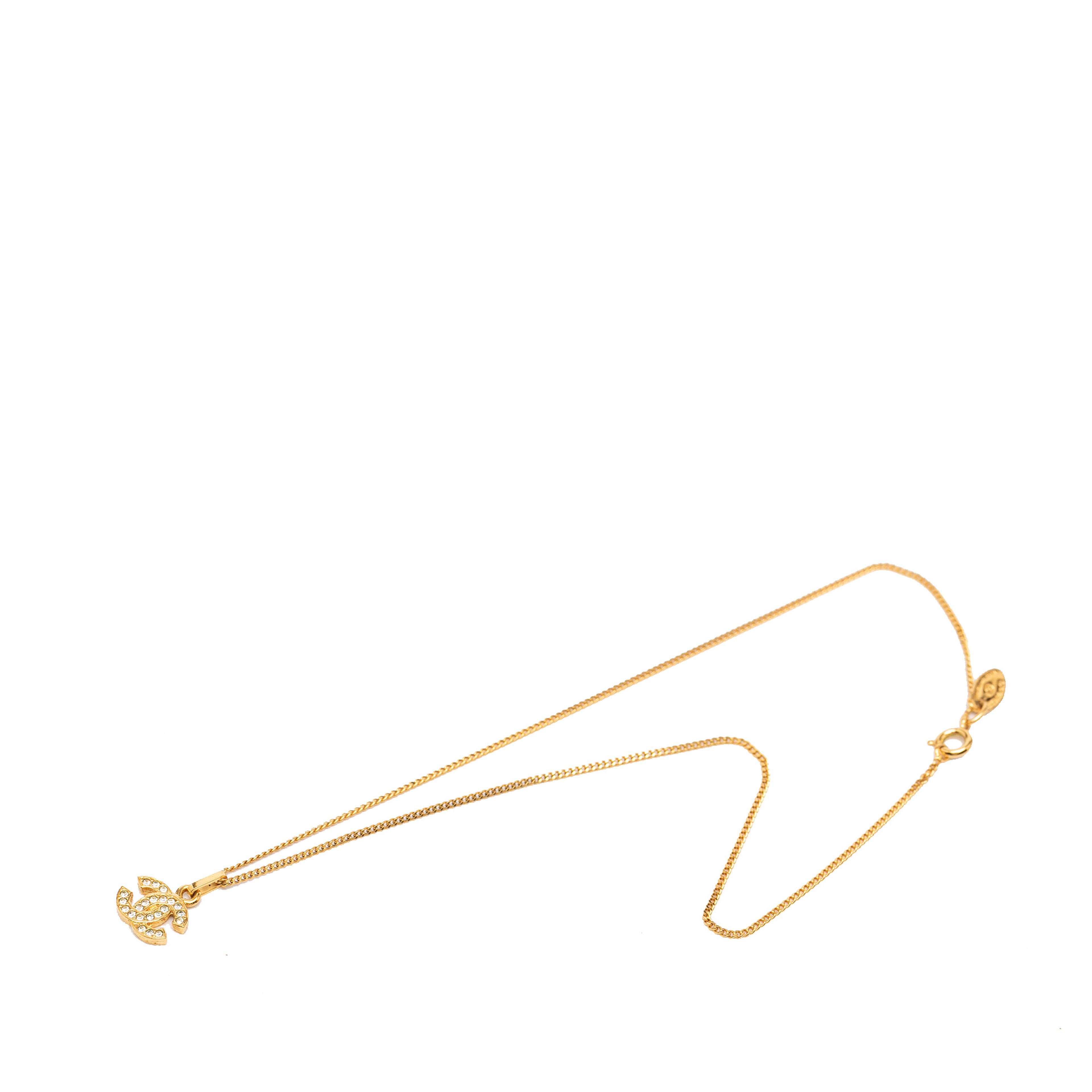 Chanel Cc Gold Plated Rhinestones Pendant Necklace, från Luxclusif, i färgen gold. Klicka för att öppna bilden i stort format