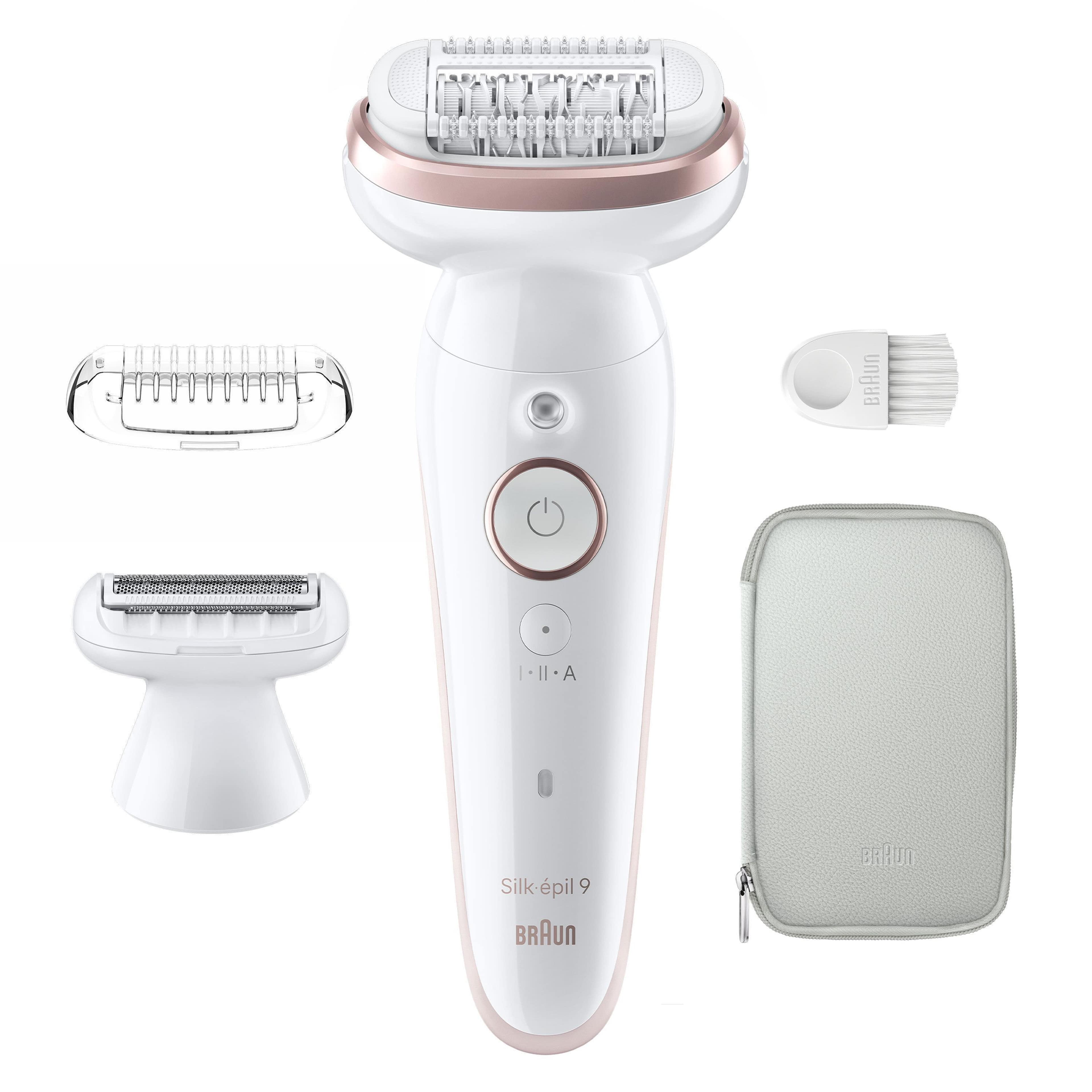 Braun Silk-épil 9 Epilator 9-030, rörligt huvud, lady shaver, Vit/Flamingo