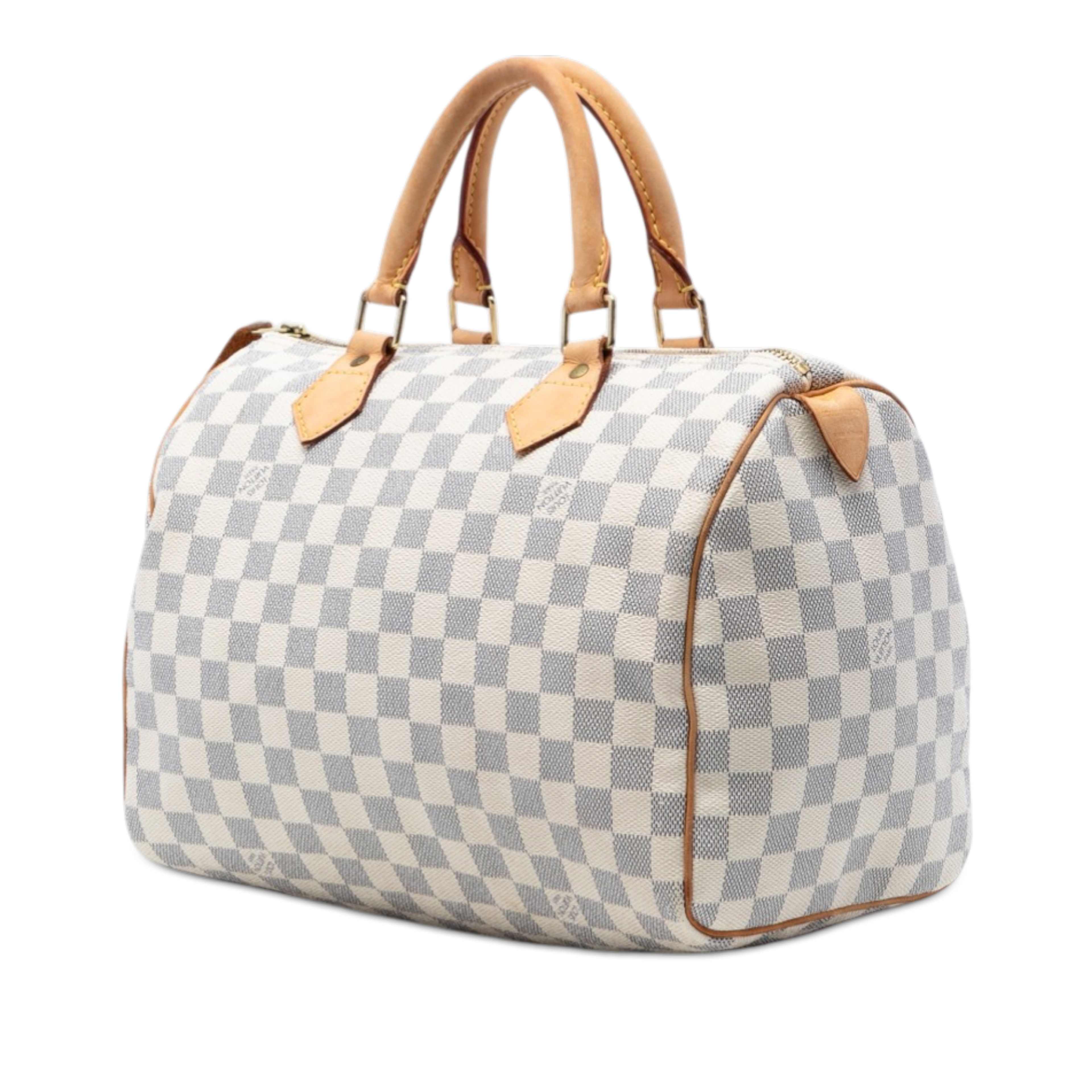 Louis Vuitton Damier Azur Speedy 30, från Luxclusif, i färgen white. Klicka för att öppna bilden i stort format