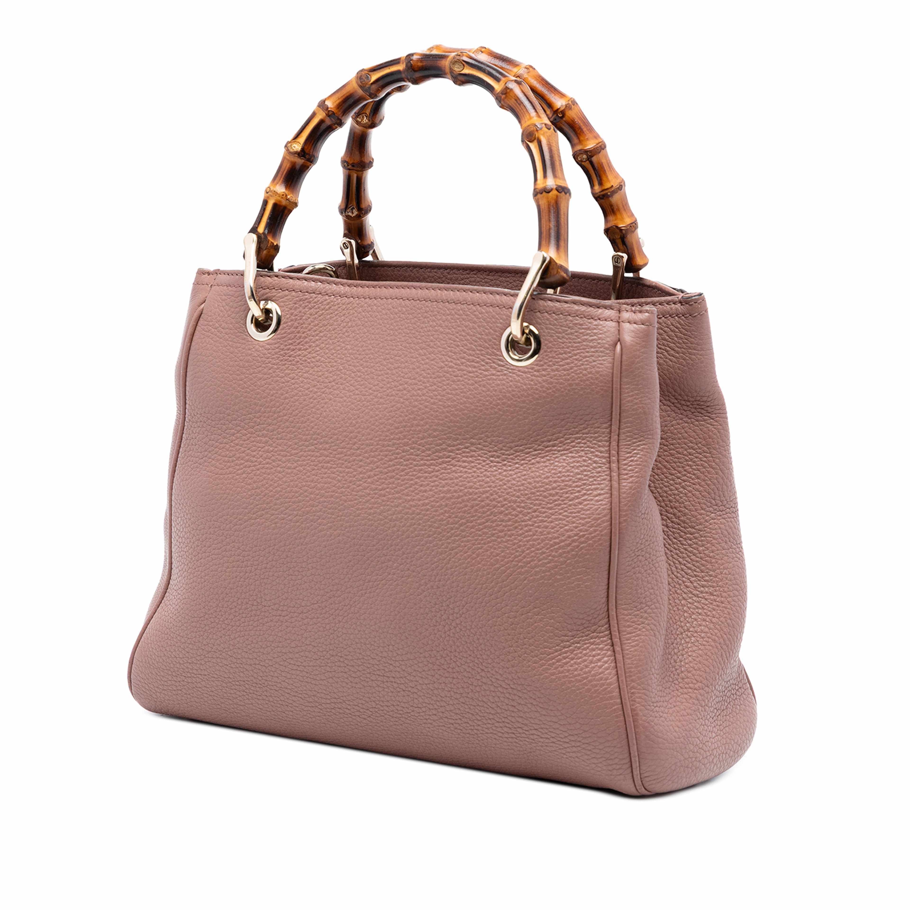 Gucci Small Calfskin Bamboo Shopper Satchel, från Luxclusif, i färgen brun. Klicka för att öppna bilden i stort format