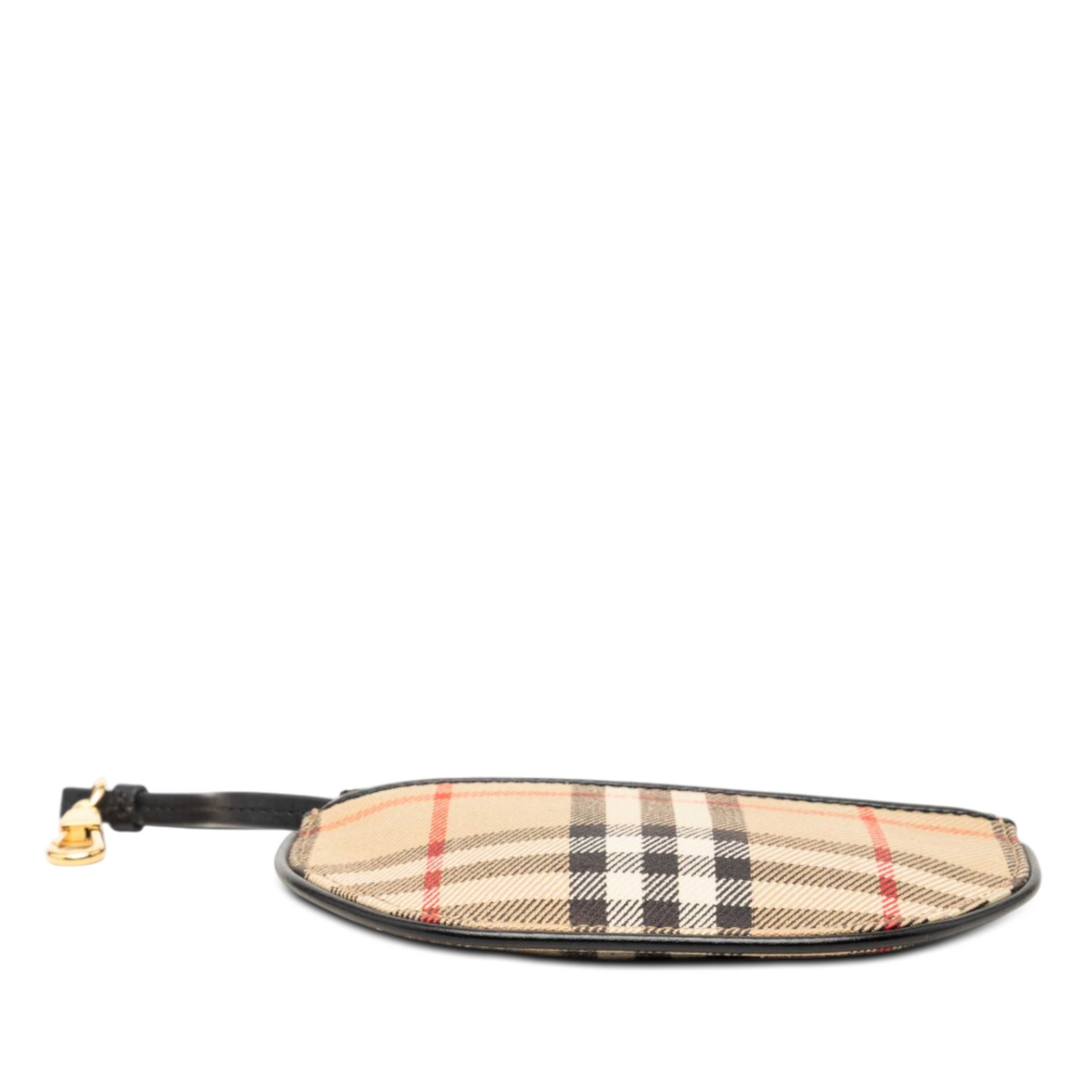 Burberry House Check Canvas Olympia Coin Pouch, från Luxclusif, i färgen beige. Klicka för att öppna bilden i stort format