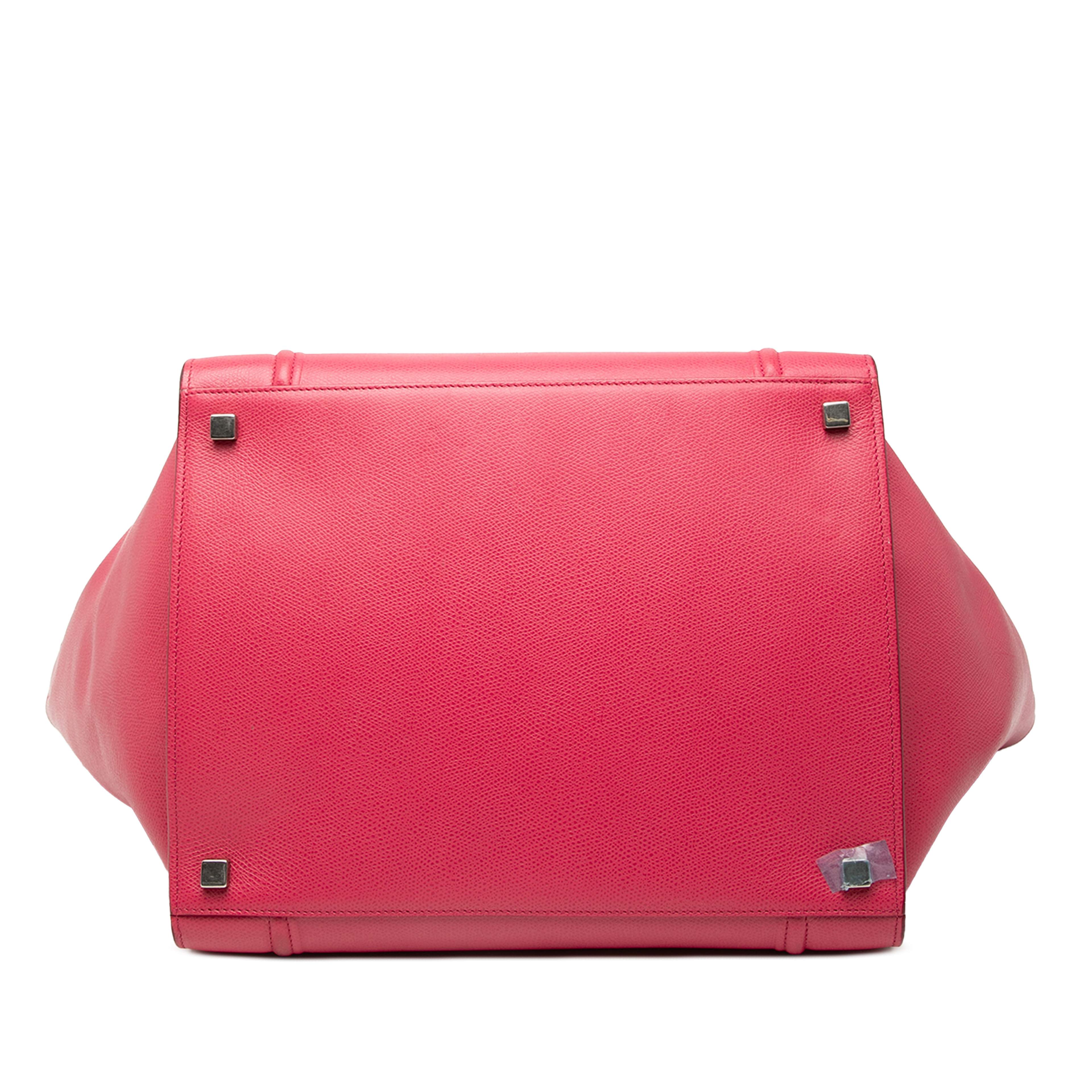 Celine Medium Grained Calfskin Phantom Luggage Tote, från Luxclusif, i färgen dark pink. Klicka för att öppna bilden i stort format