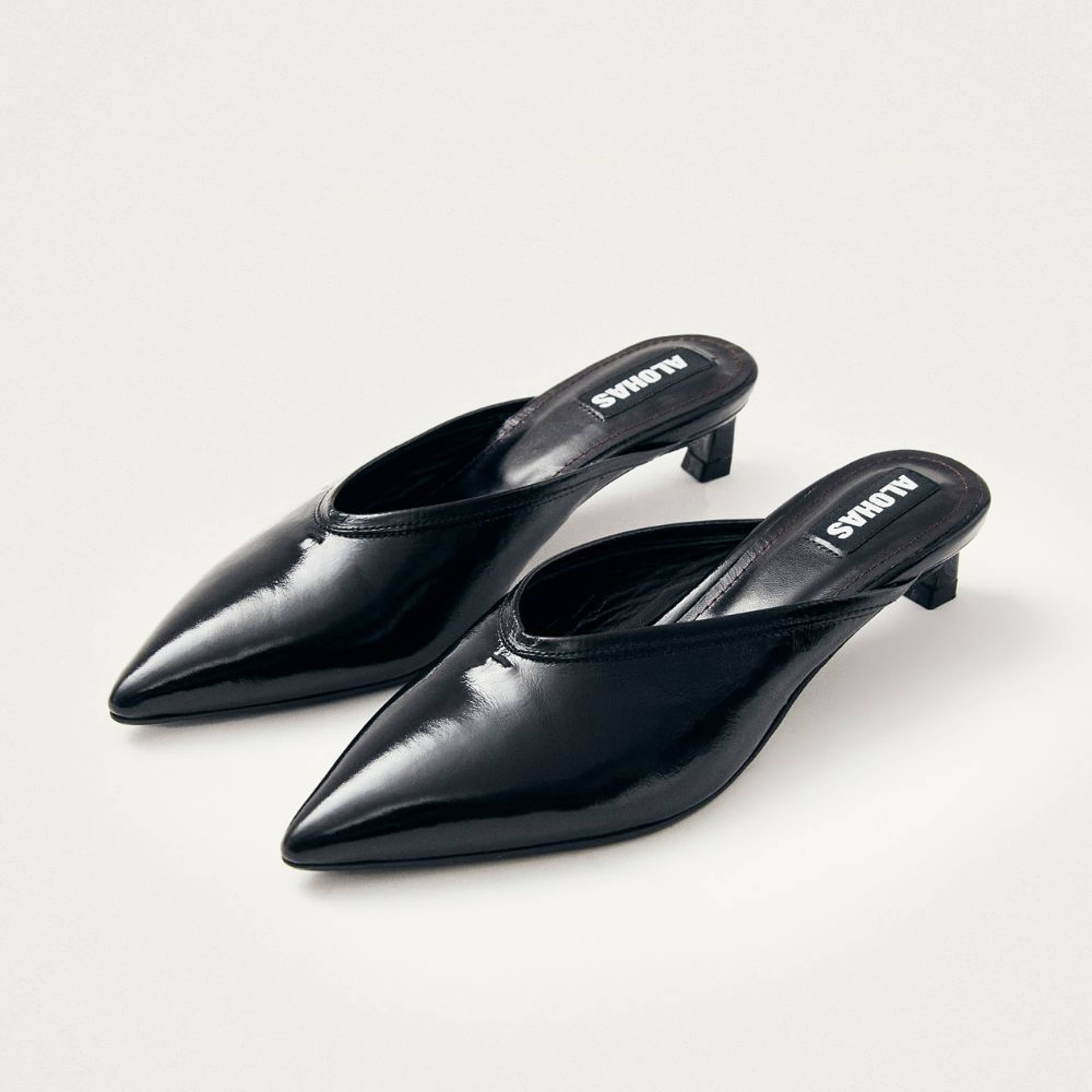 Tessa Onix Black Leather Mules