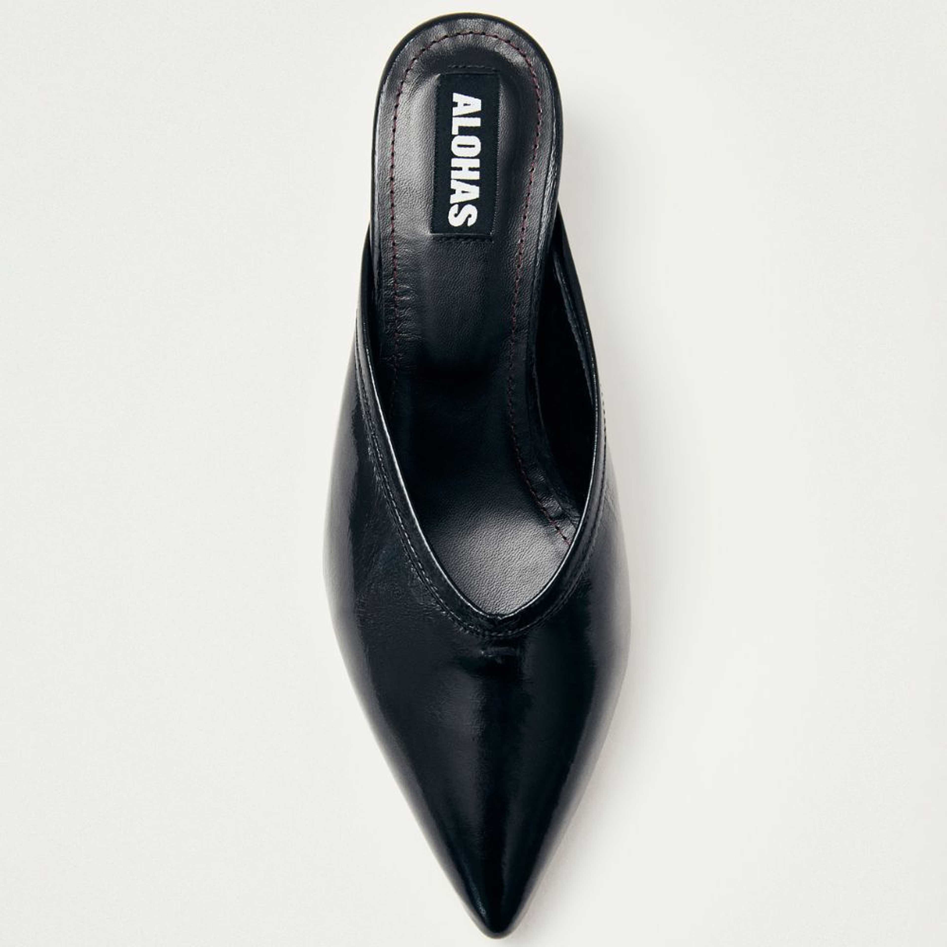 Tessa Onix Black Leather Mules