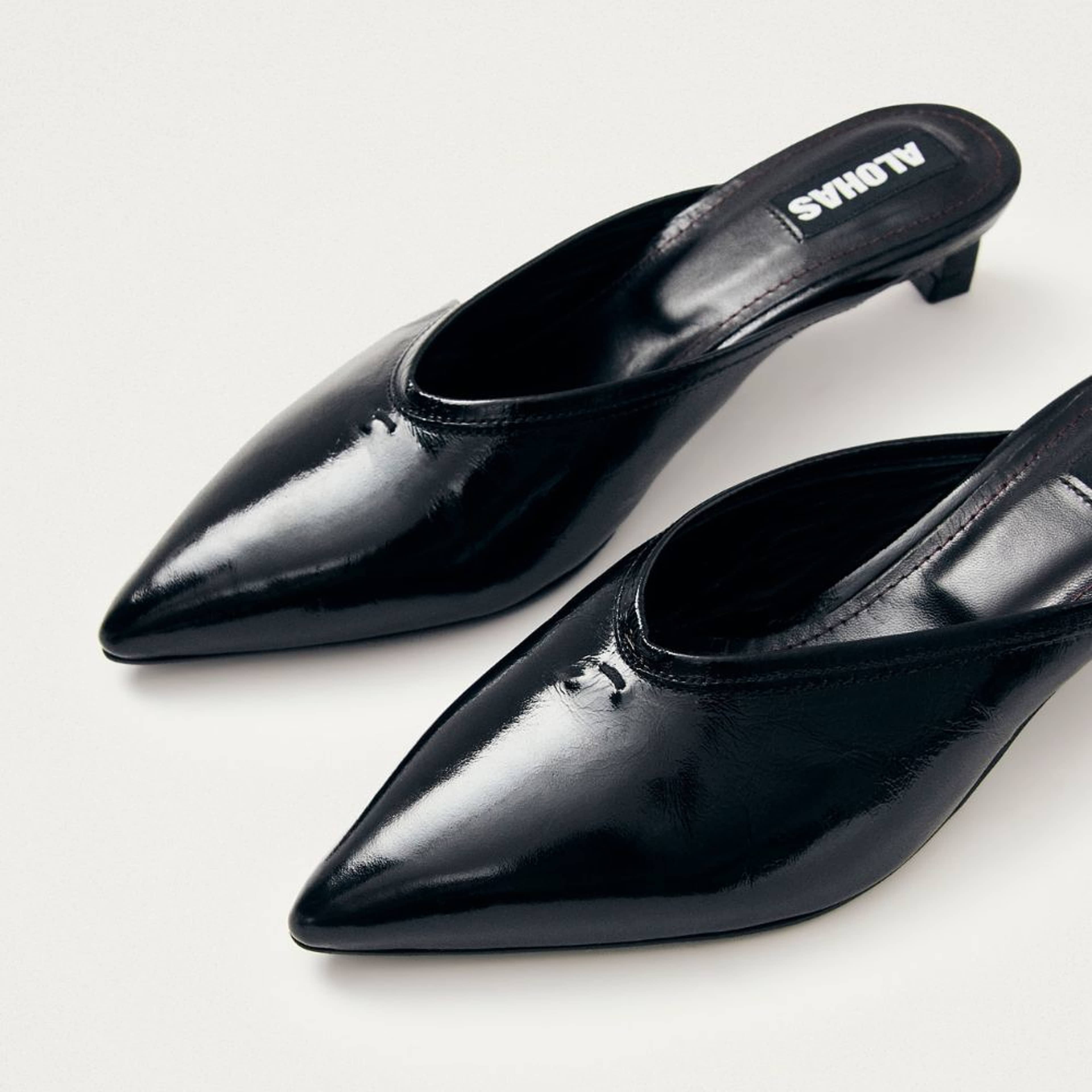Tessa Onix Black Leather Mules