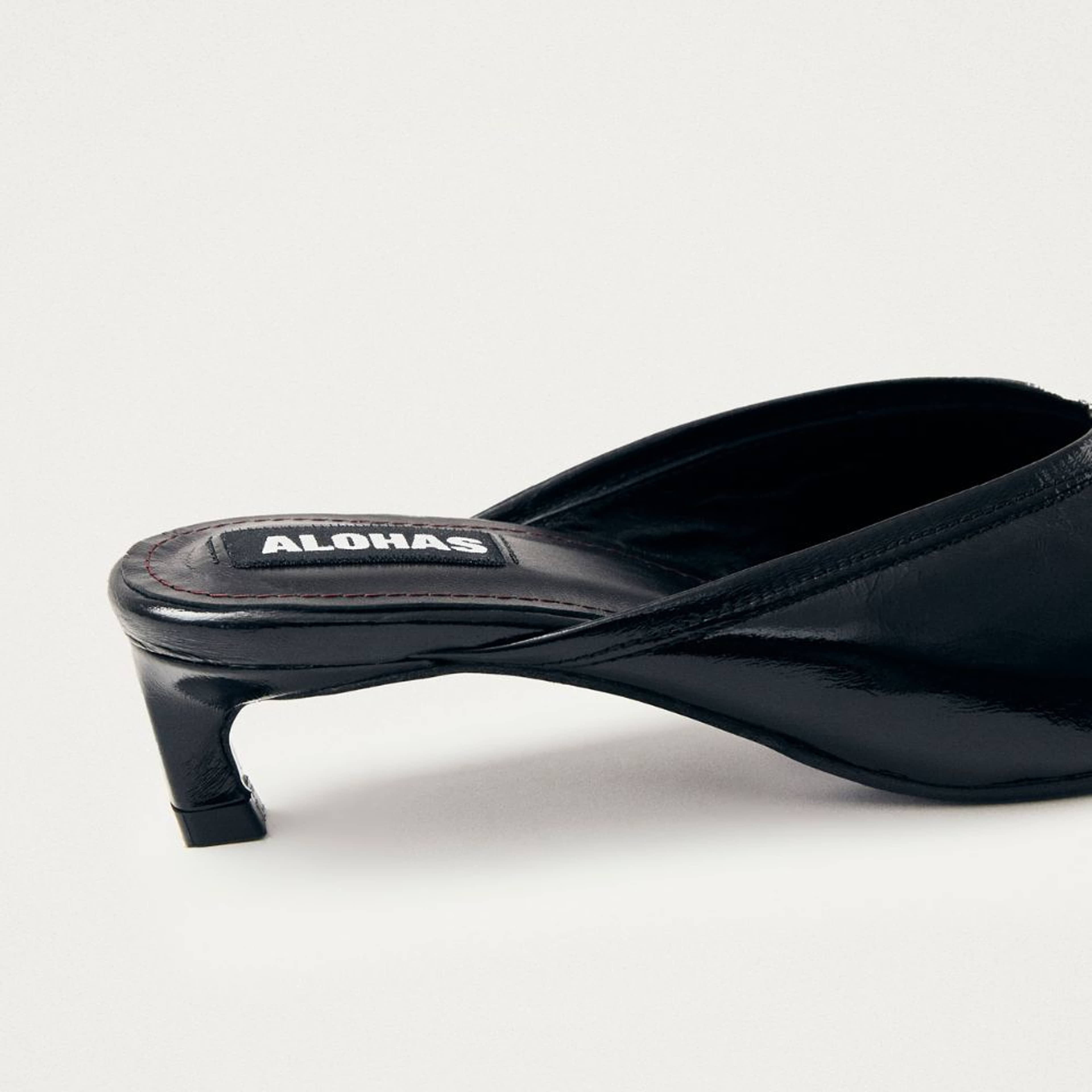 Tessa Onix Black Leather Mules