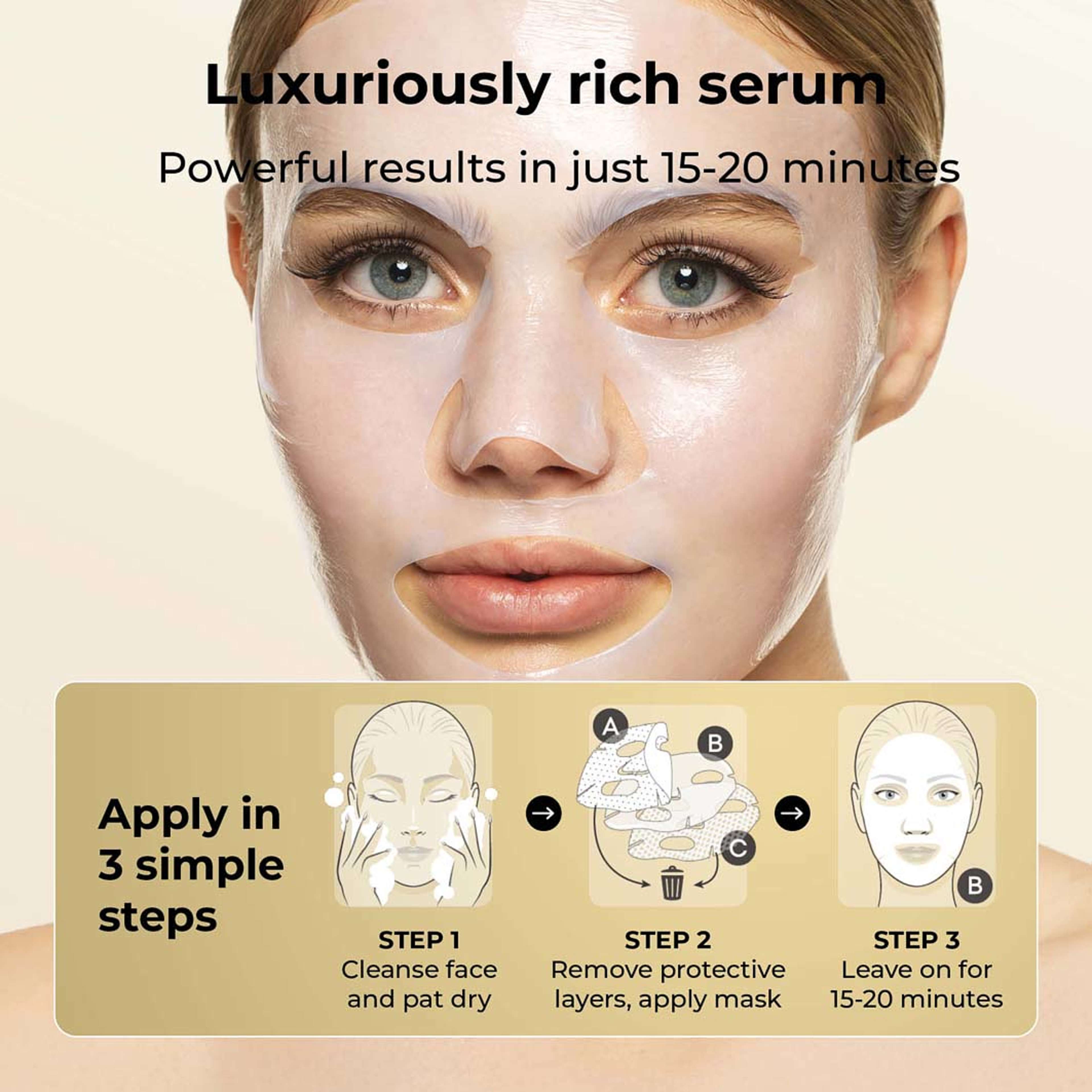The Gold Mask™ VIP Revitalizing Luxury Coconut Bio-Cellulose Face Mask, från Starskin, i färgen Gold. Klicka för att öppna bilden i stort format