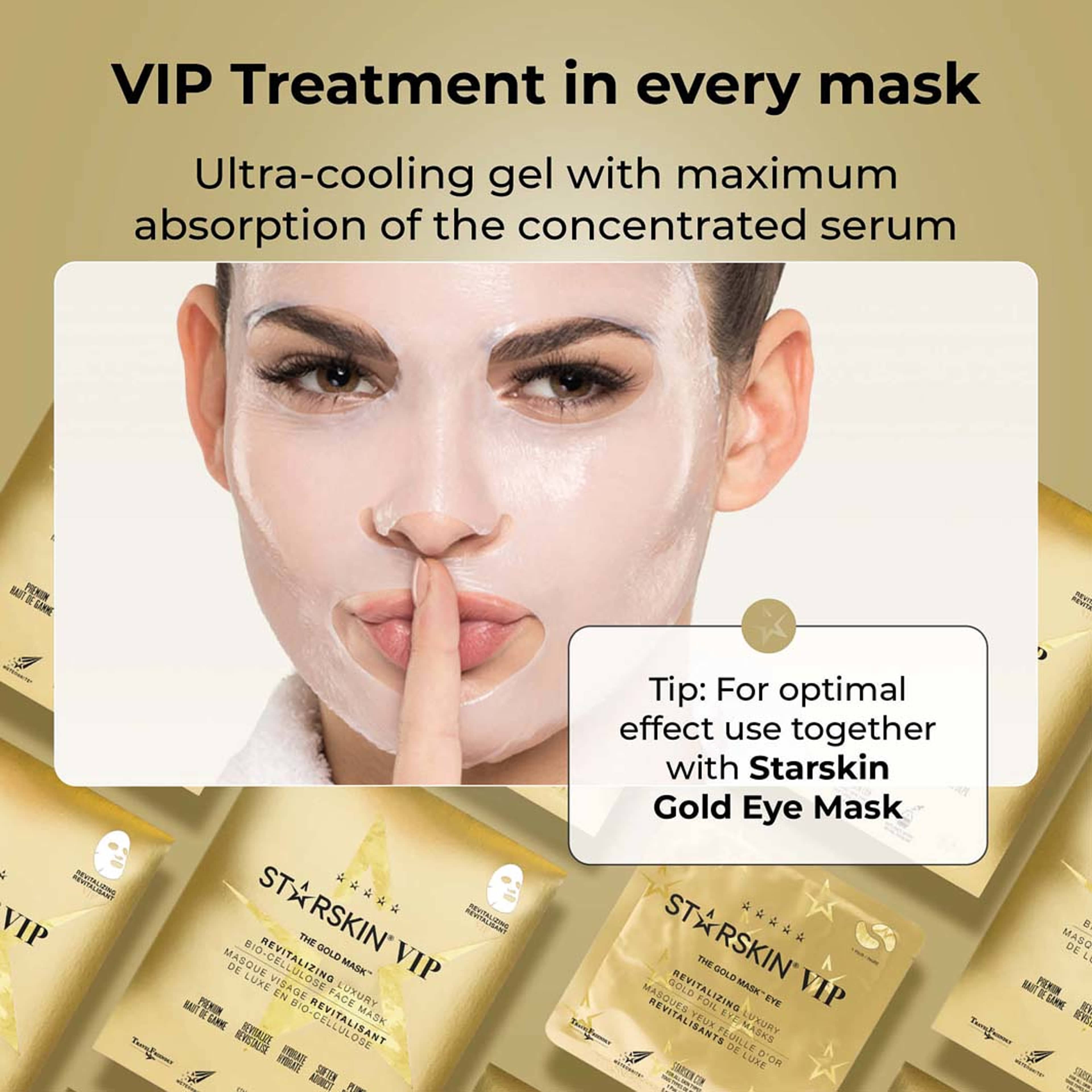 The Gold Mask™ VIP Revitalizing Luxury Coconut Bio-Cellulose Face Mask, från Starskin, i färgen Gold. Klicka för att öppna bilden i stort format