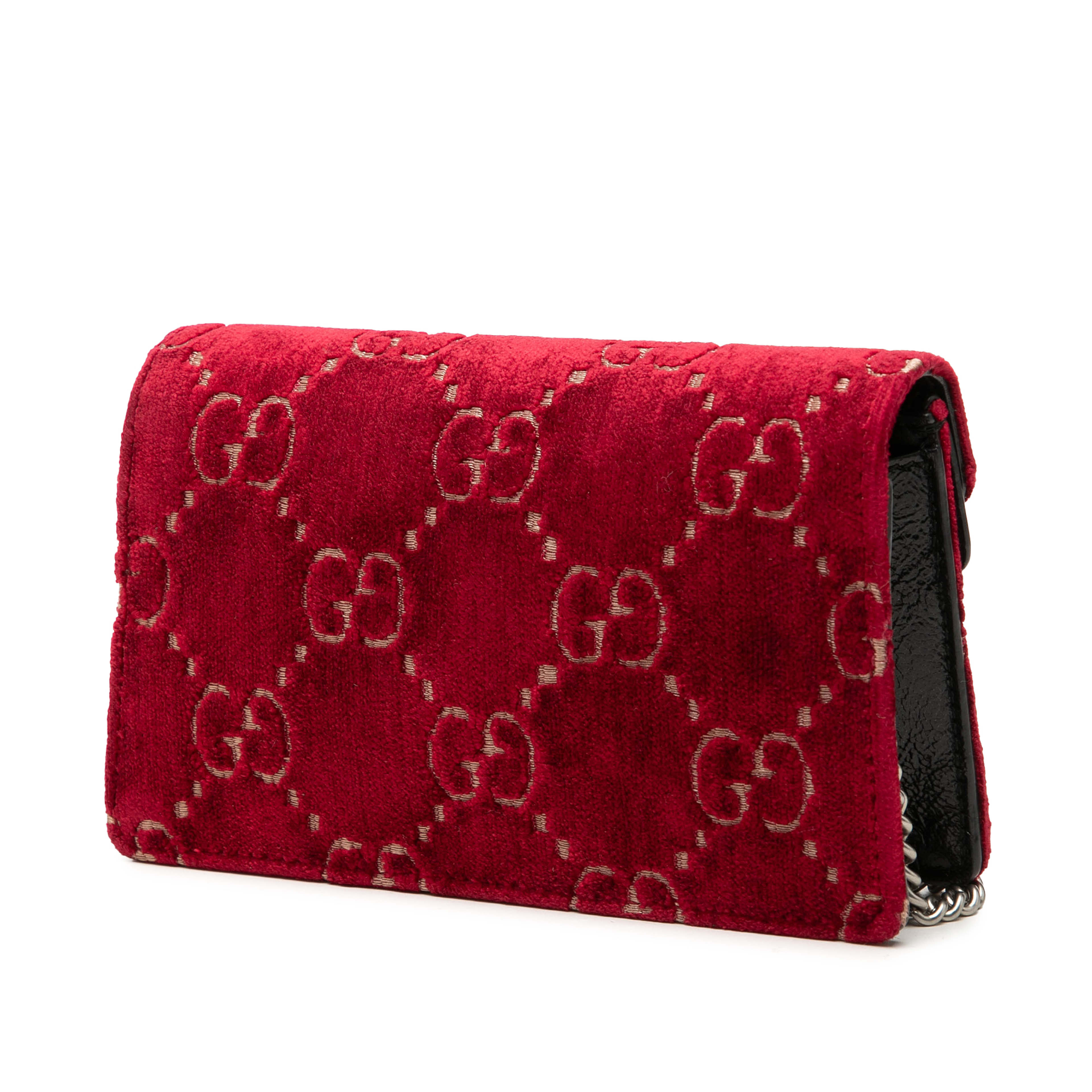 Gucci Mini Gg Velvet Dionysus Crossbody, från Luxclusif, i färgen röd. Klicka för att öppna bilden i stort format
