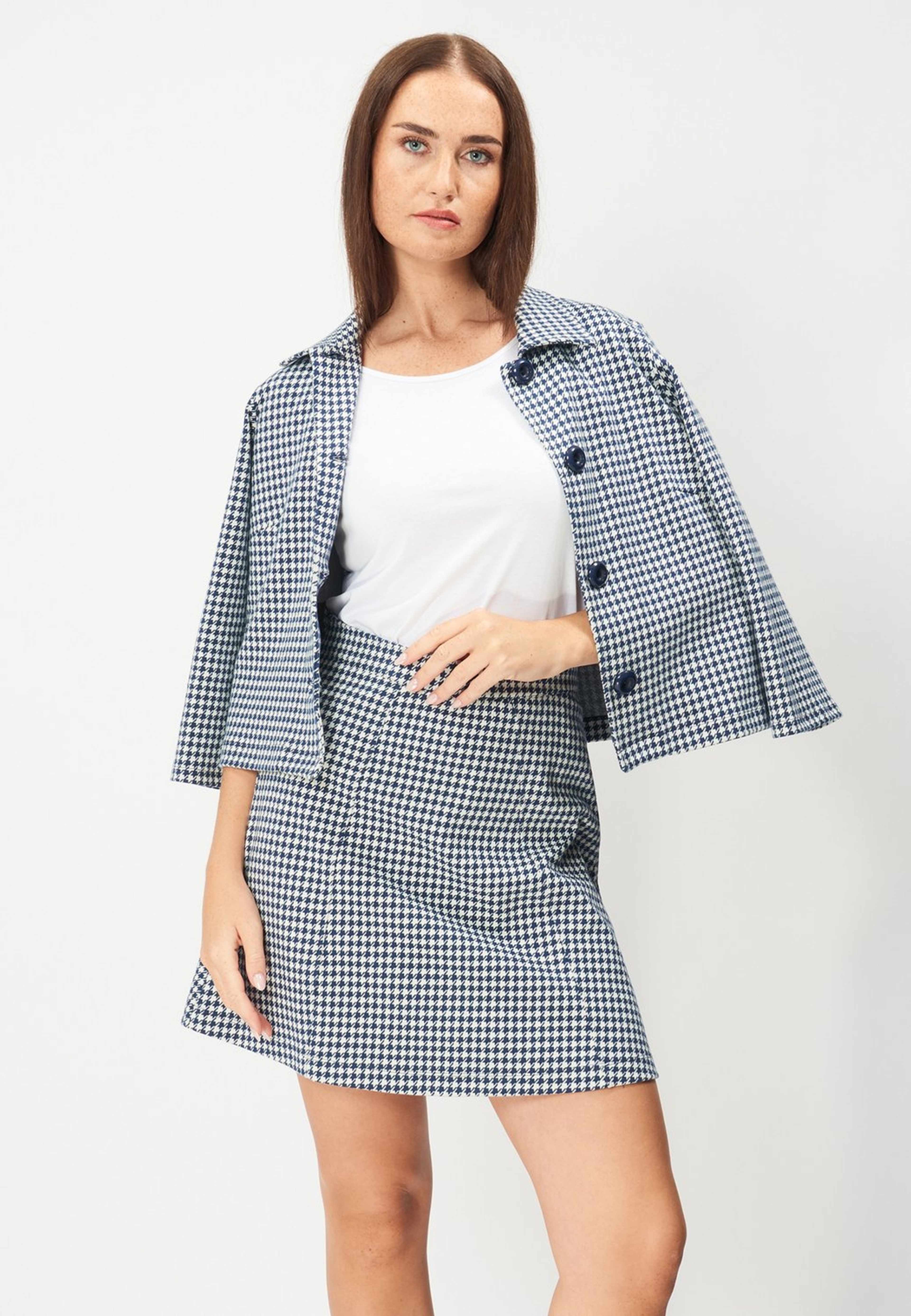 Madeleine Skirt Houndstooth Navy
