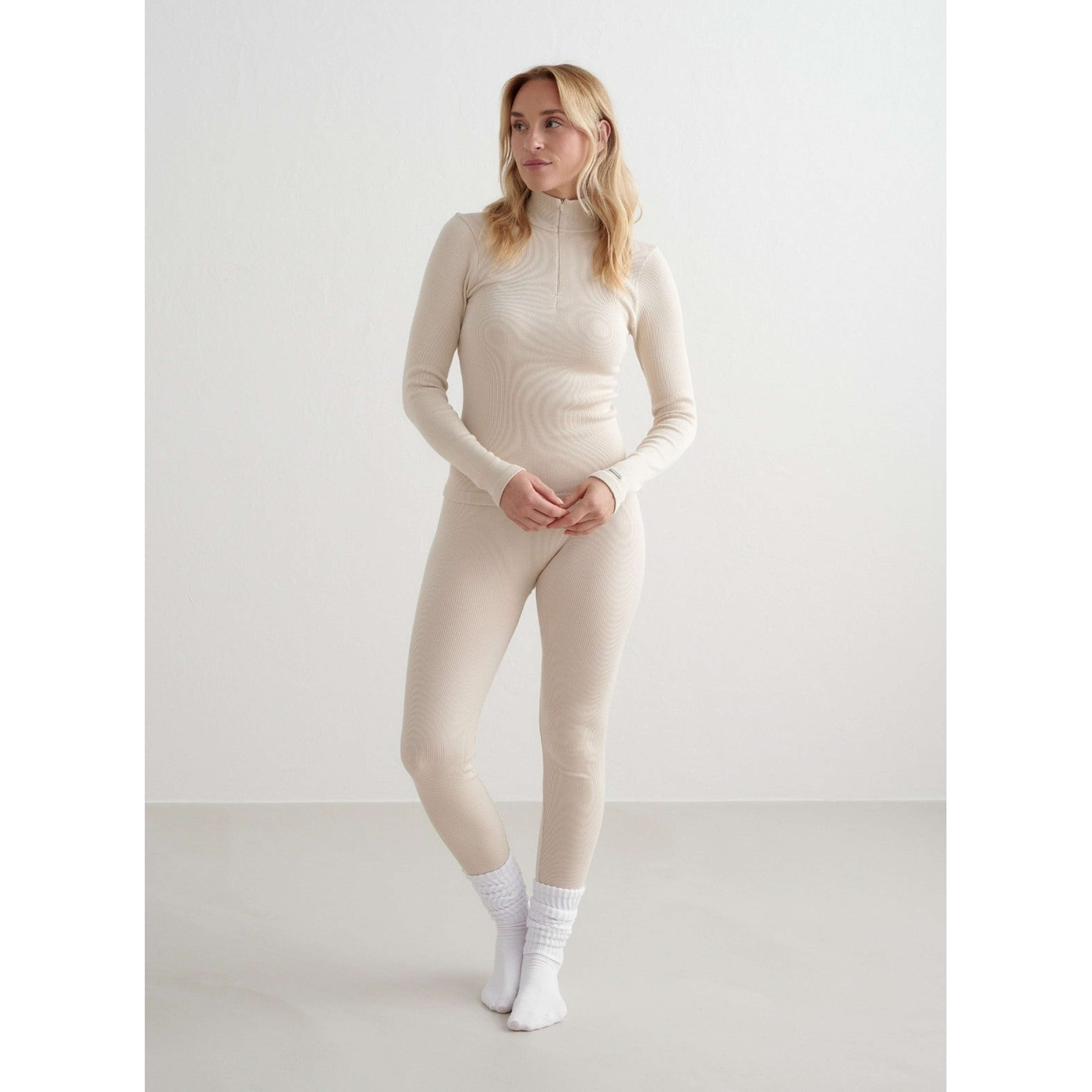 Café Au Lait Ribbed Wool Half Zip