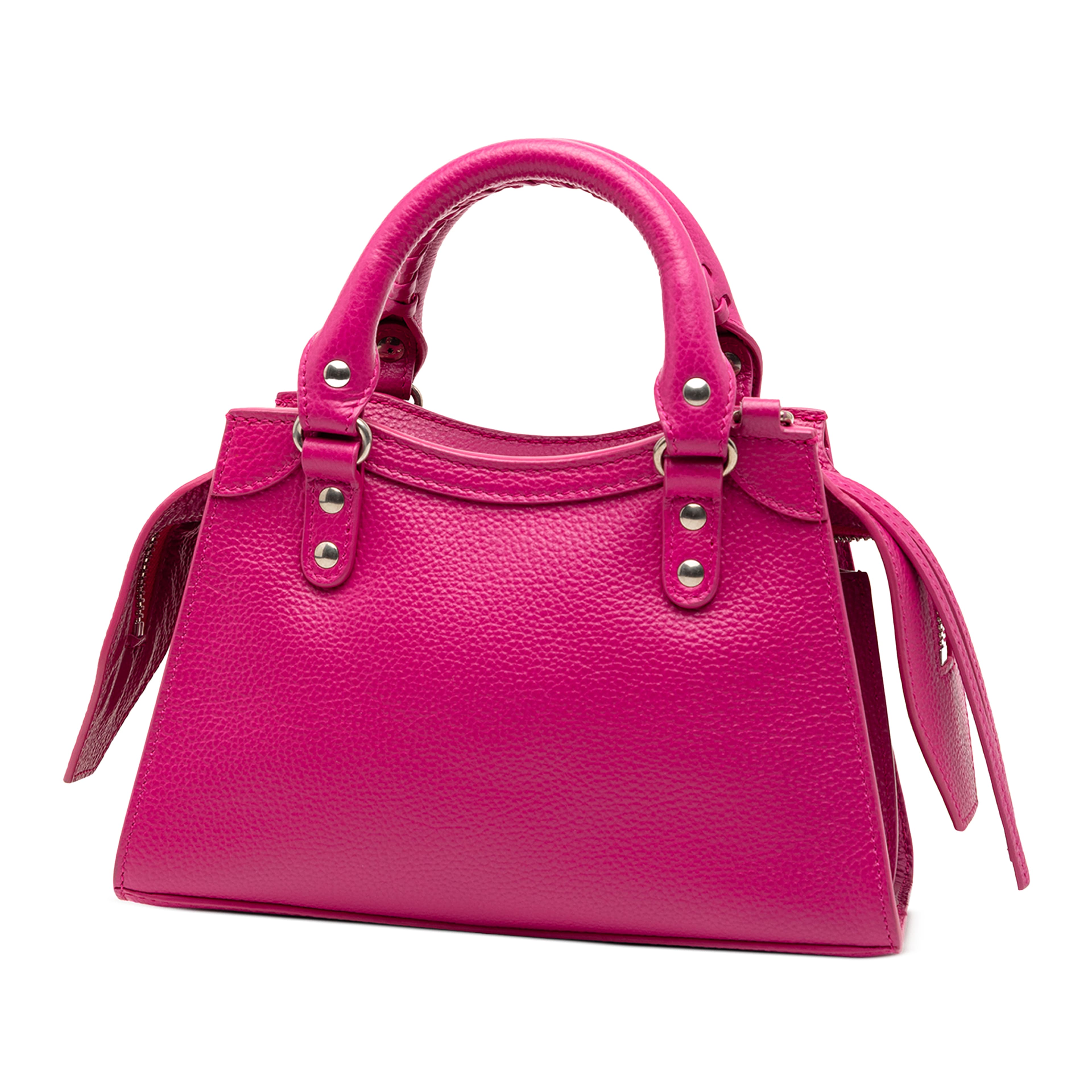 Balenciaga Mini Grained Calfskin Motocross Neo Classic City Satchel, från Luxclusif, i färgen rosa. Klicka för att öppna bilden i stort format