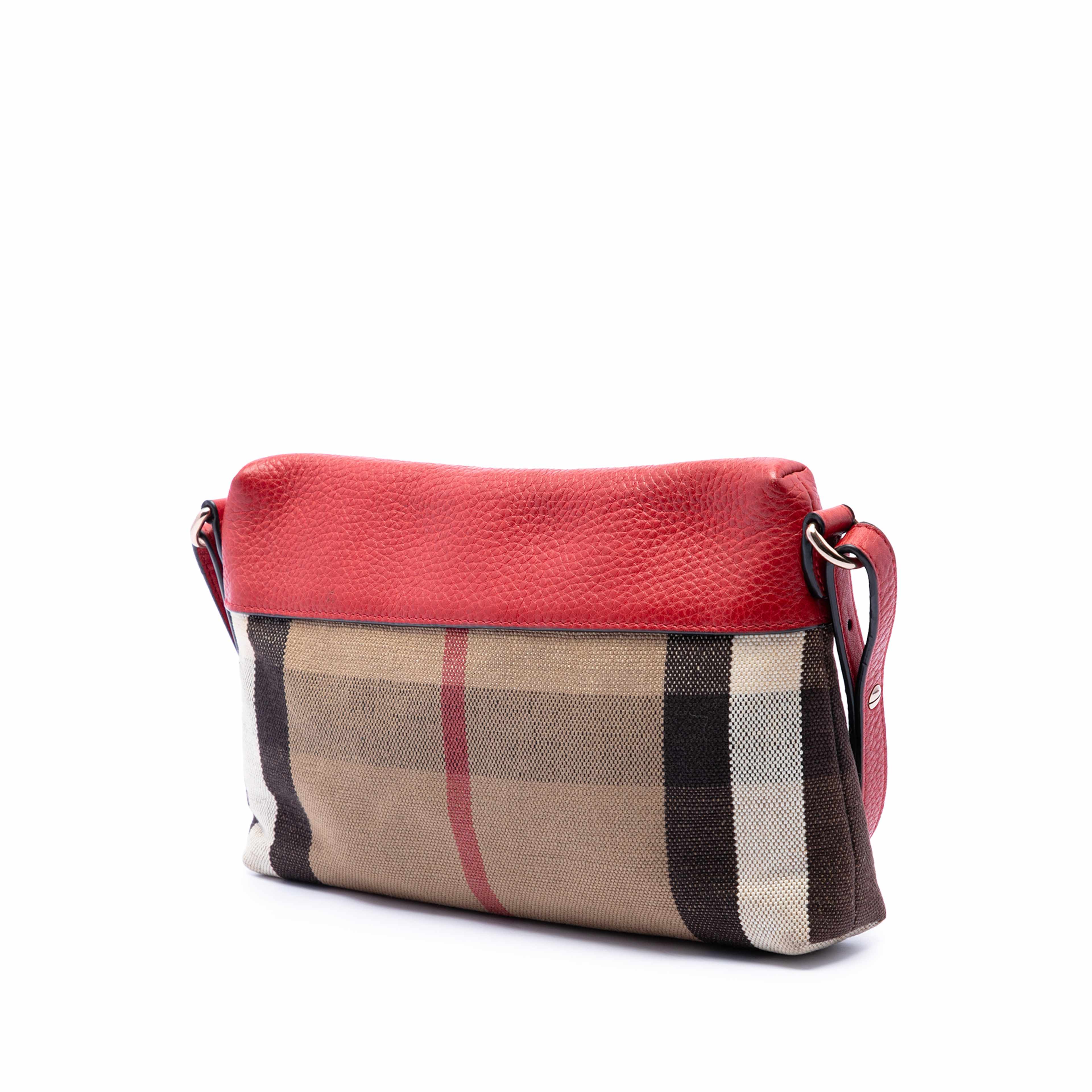 Burberry Small Mega Check Canvas Farley Crossbody, från Luxclusif, i färgen light brown. Klicka för att öppna bilden i stort format