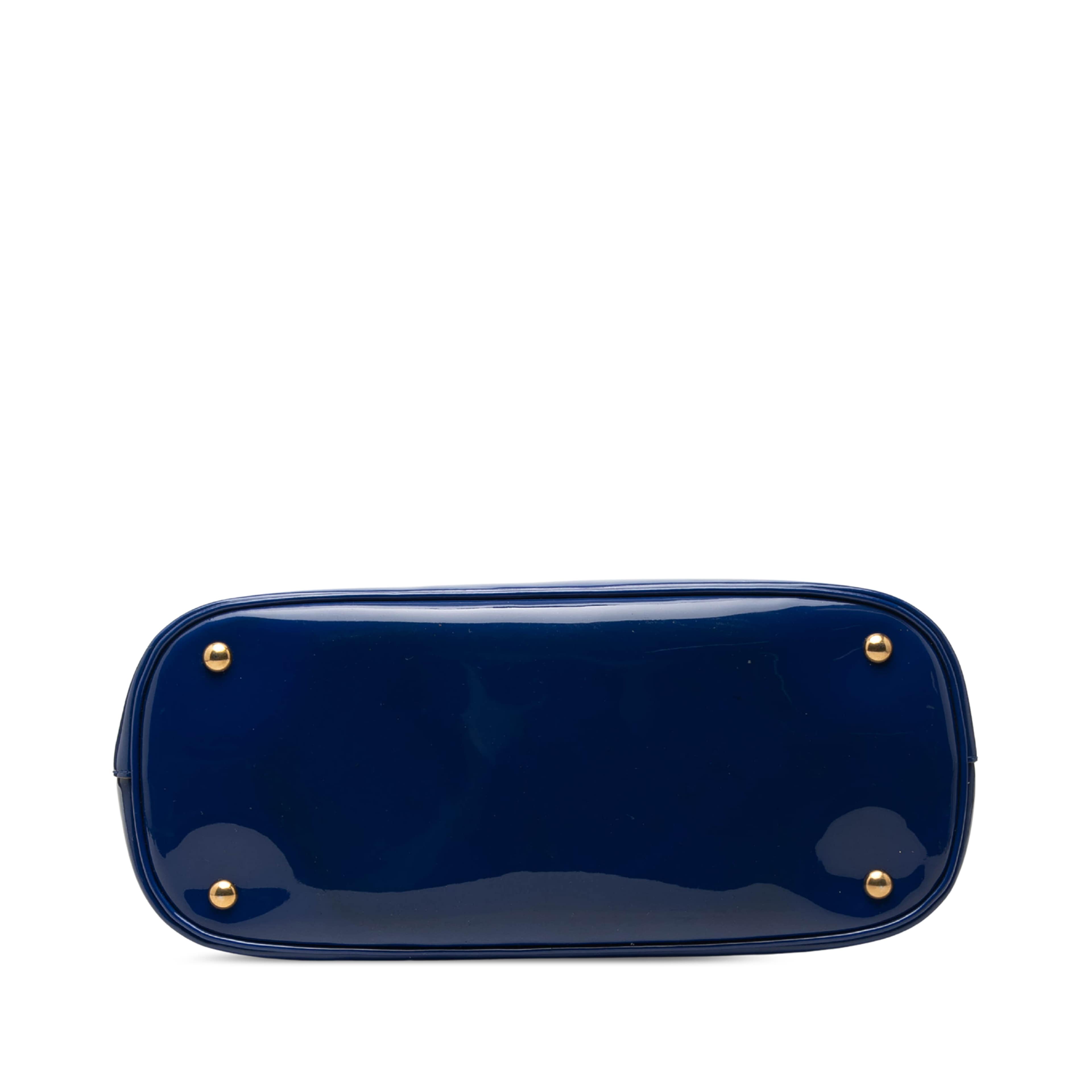 Gucci Patent Bright Bit Satchel, från Luxclusif, i färgen blå. Klicka för att öppna bilden i stort format