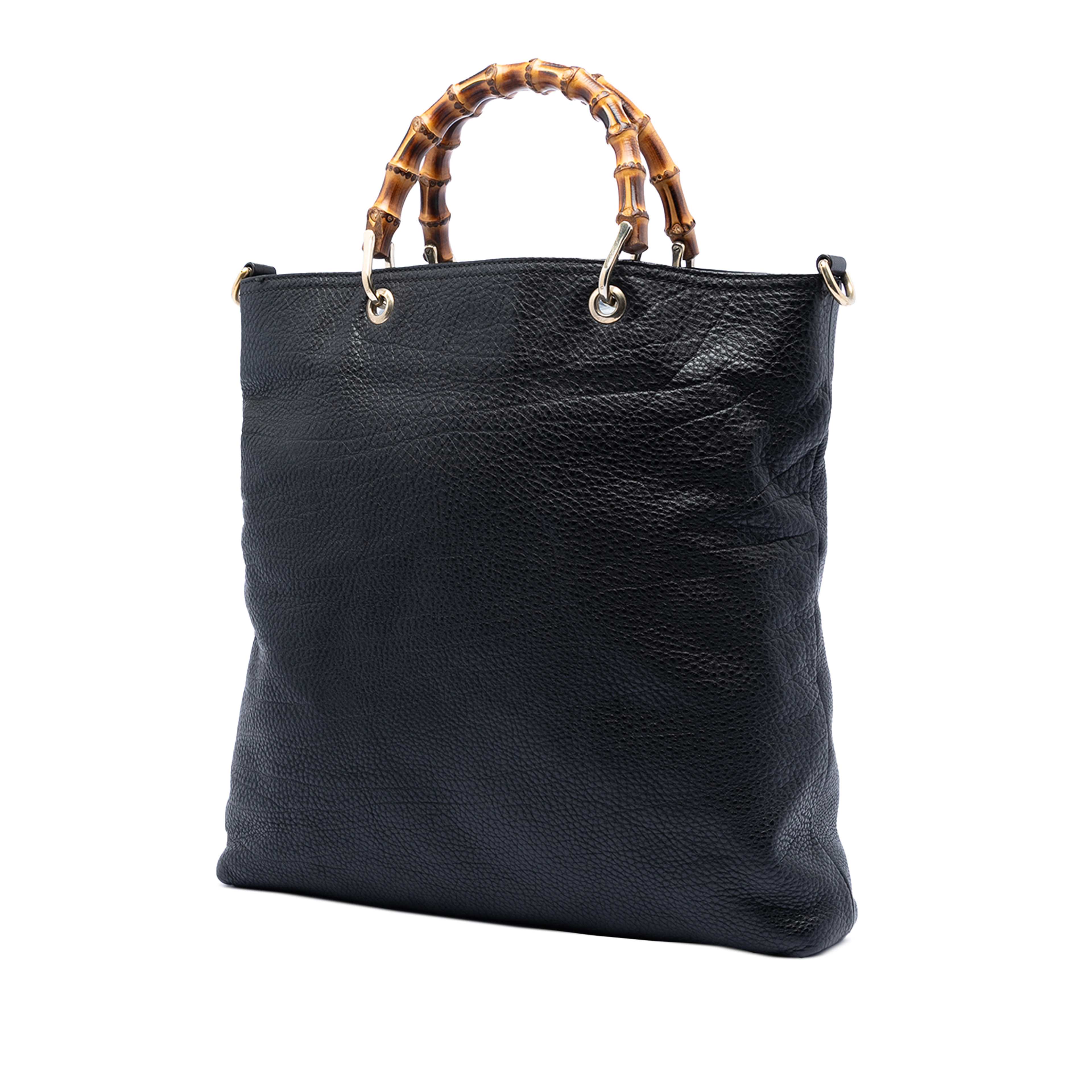 Gucci Tall Leather Bamboo Shopper Tote, från Luxclusif, i färgen svart. Klicka för att öppna bilden i stort format