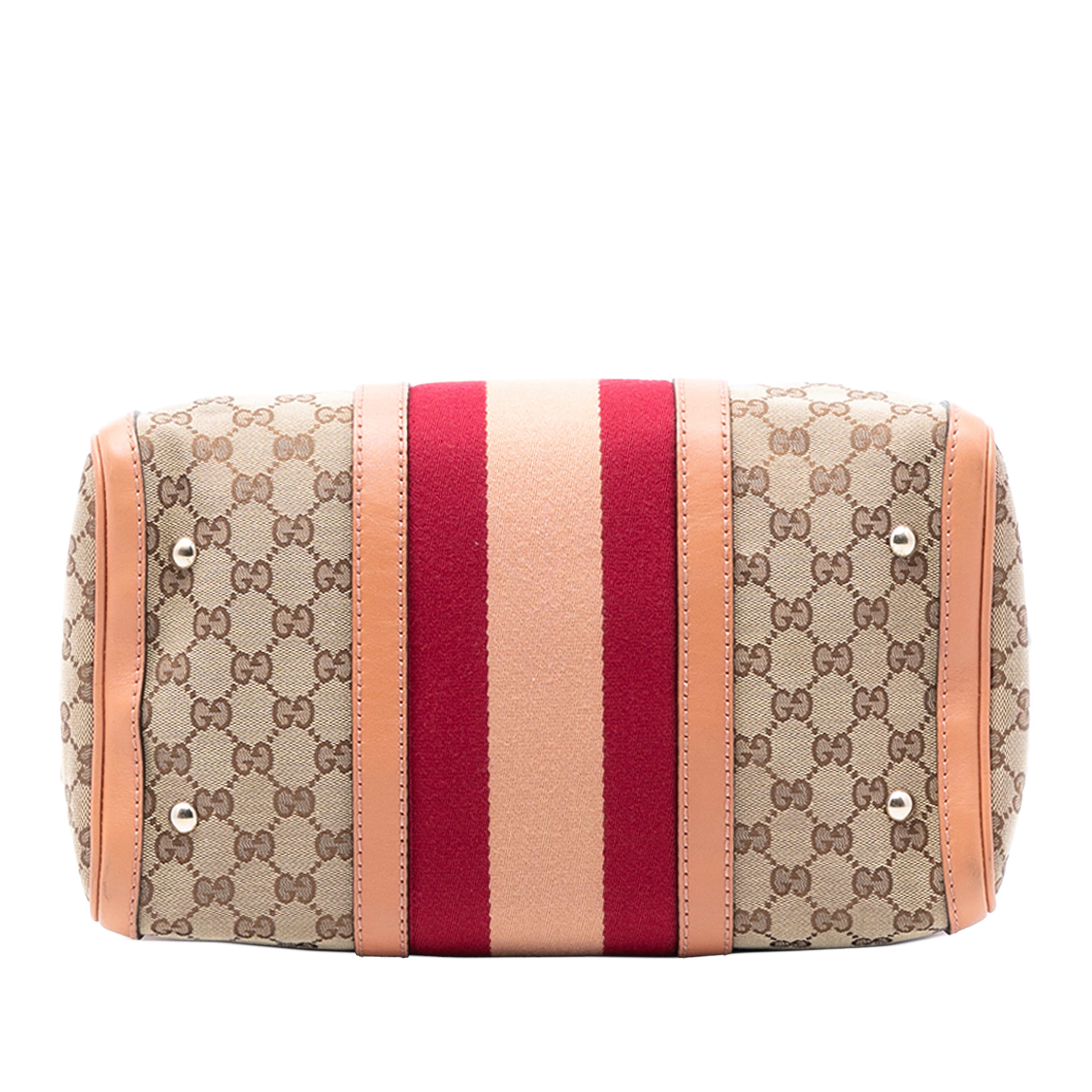 Gucci Medium Gg Canvas Web Joy Boston Bag, från Luxclusif, i färgen beige. Klicka för att öppna bilden i stort format