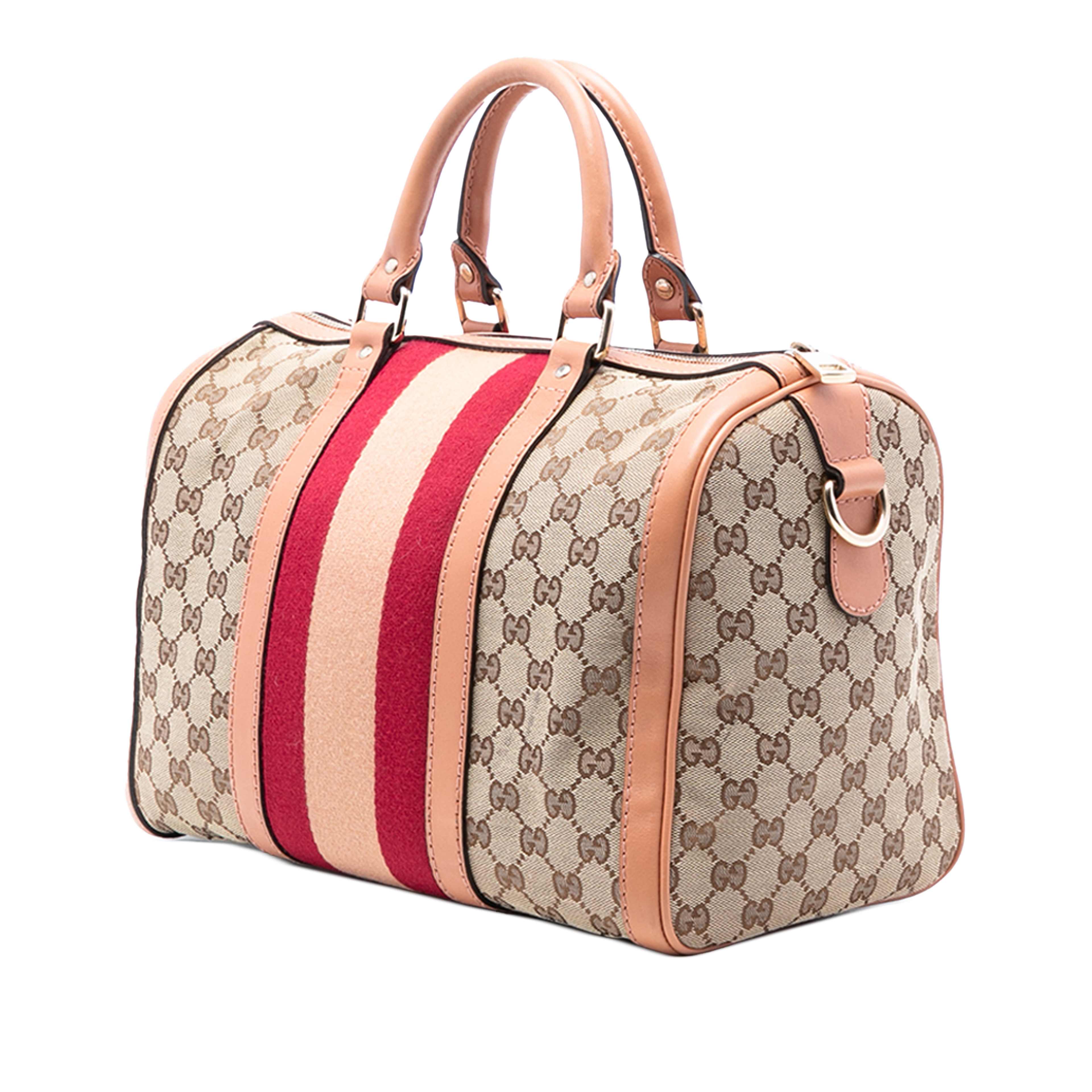 Gucci Medium Gg Canvas Web Joy Boston Bag, från Luxclusif, i färgen beige. Klicka för att öppna bilden i stort format