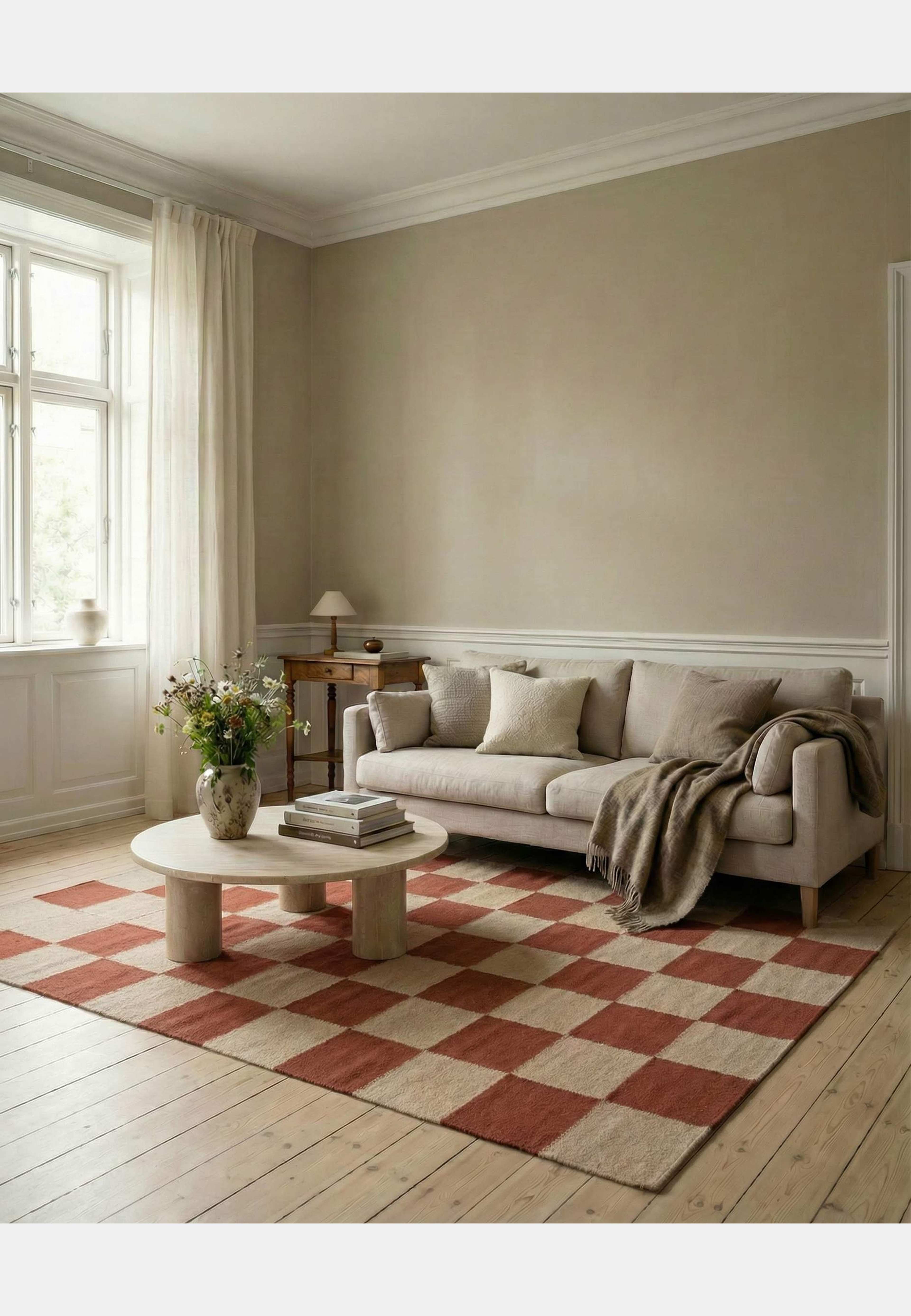 Matta Square 170x230cm, från Classic Collection, i färgen terracotta/natur. Klicka för att öppna bilden i stort format
