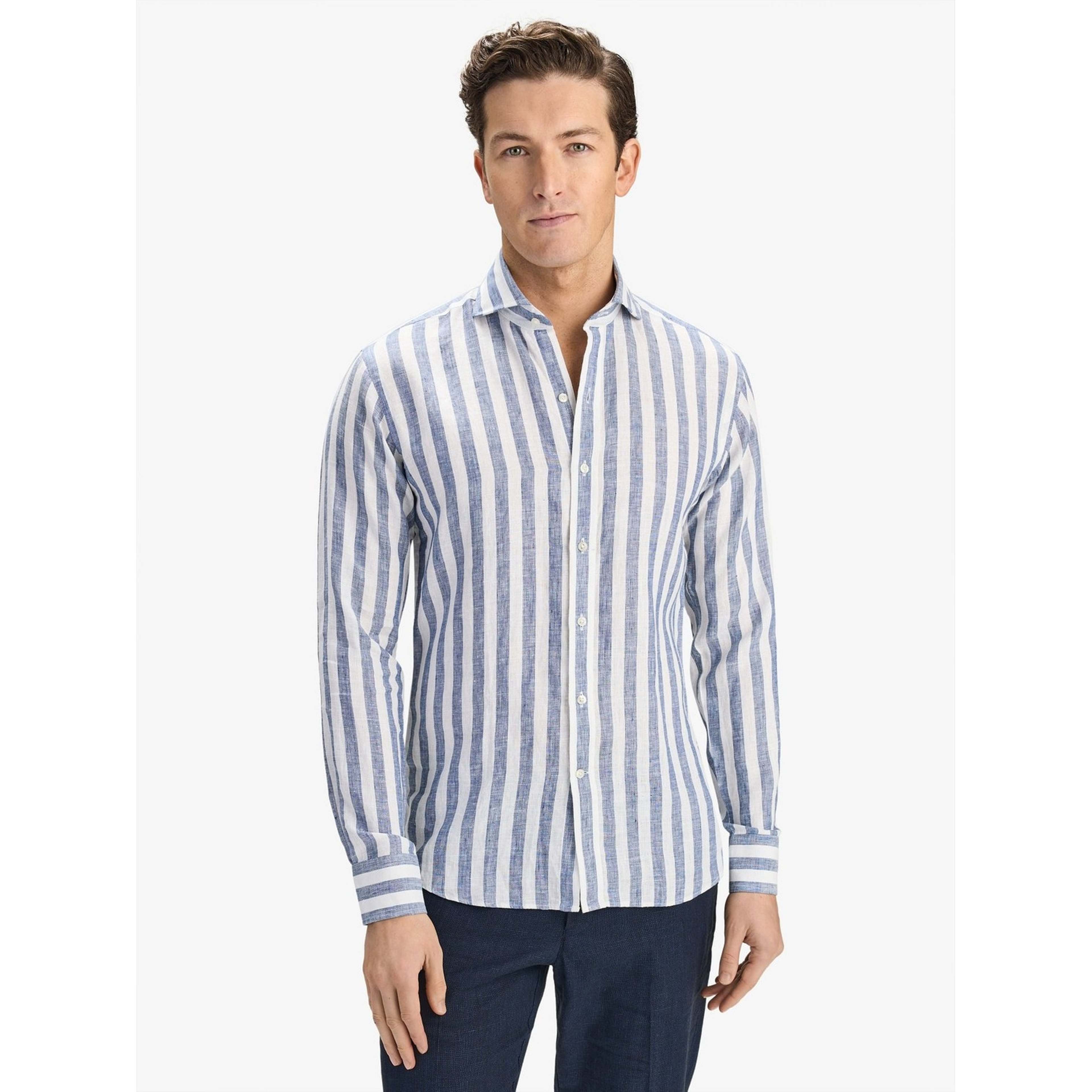 Linen Block Striped Smart Shirt (orion)