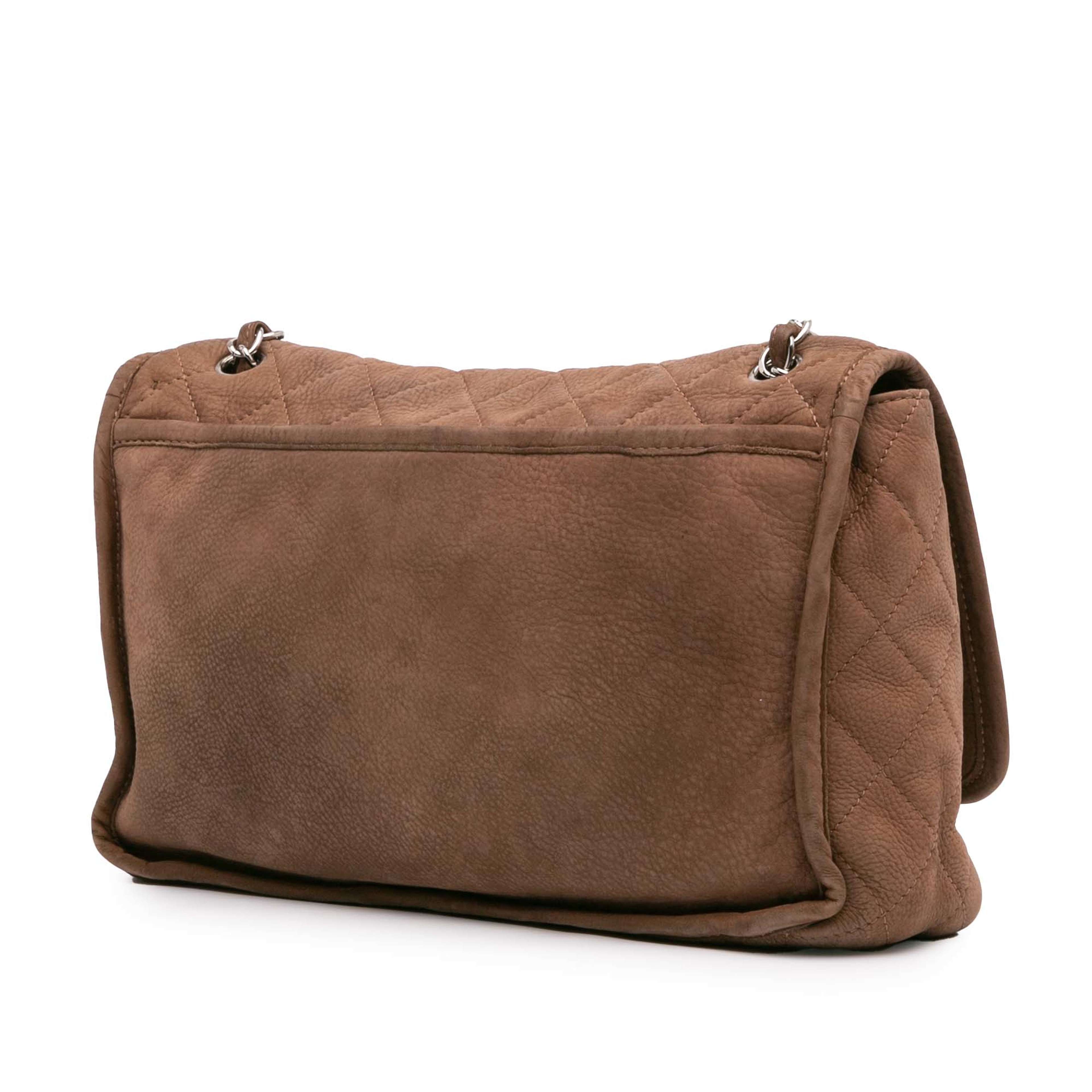 Chanel Large Quilted Nubuck Natural Beauty Split Pocket Flap