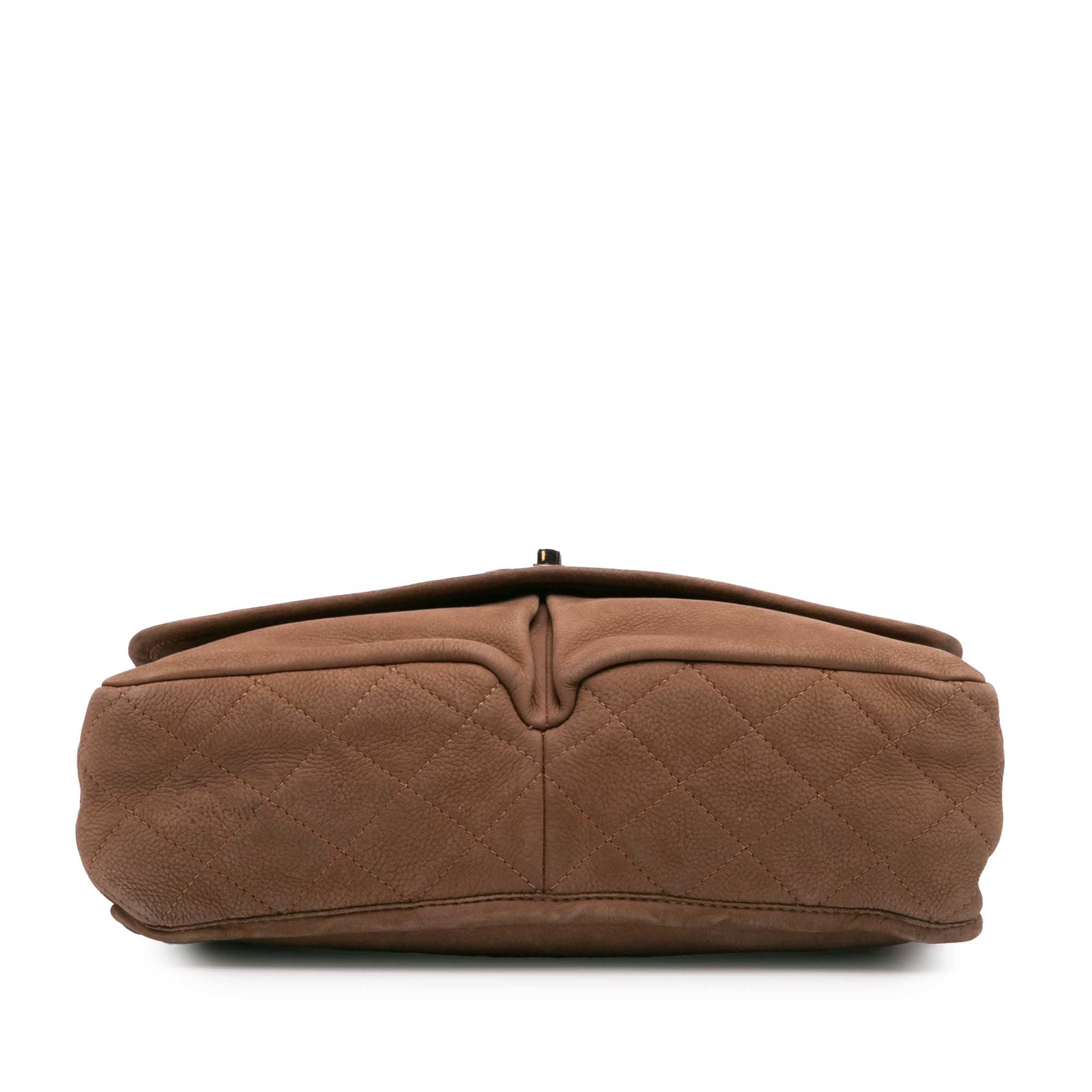 Chanel Large Quilted Nubuck Natural Beauty Split Pocket Flap
