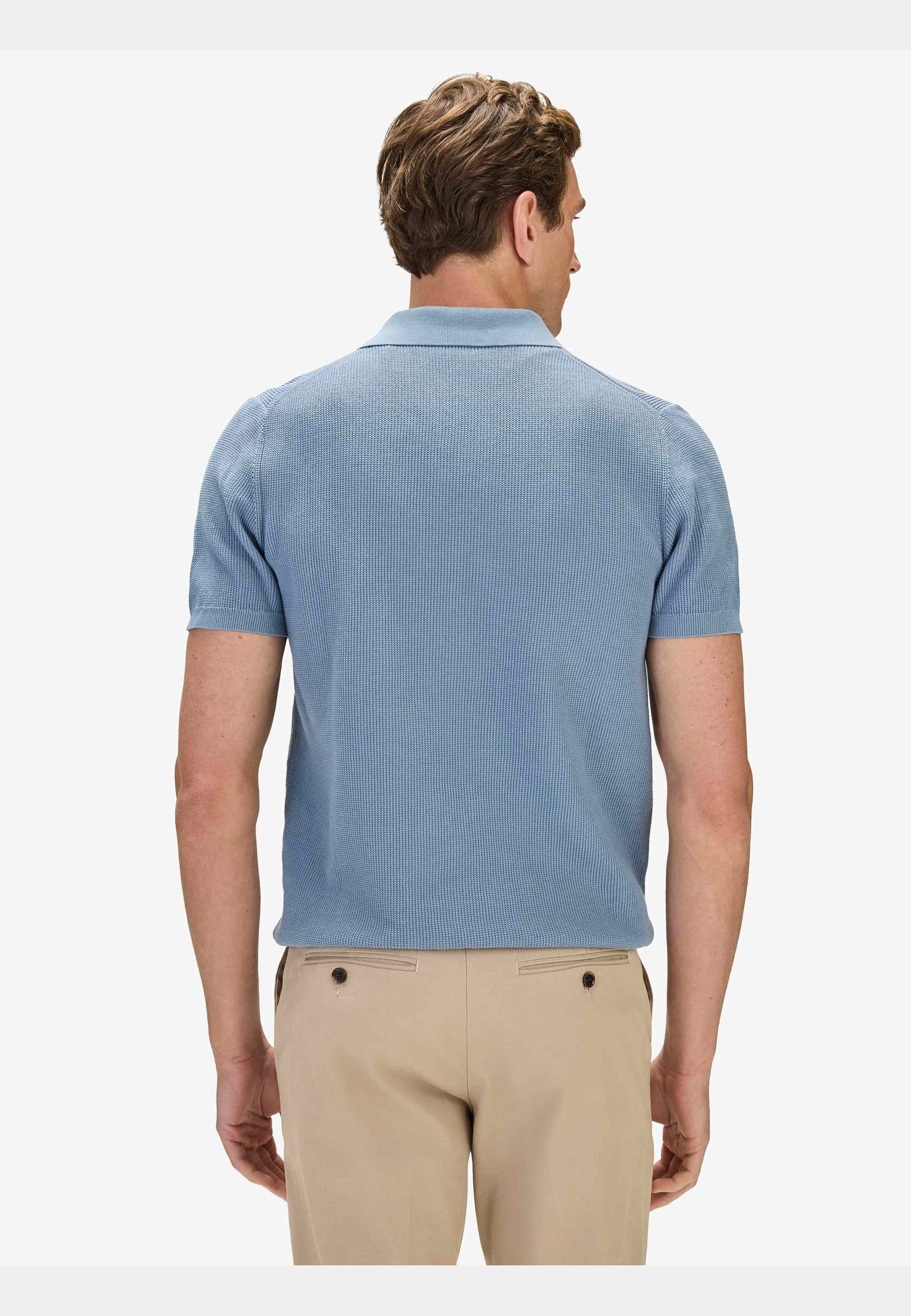 Cotton Texture Knitted Ss Polo Sweater (pascal), från John Henric, i färgen blue. Klicka för att öppna bilden i stort format