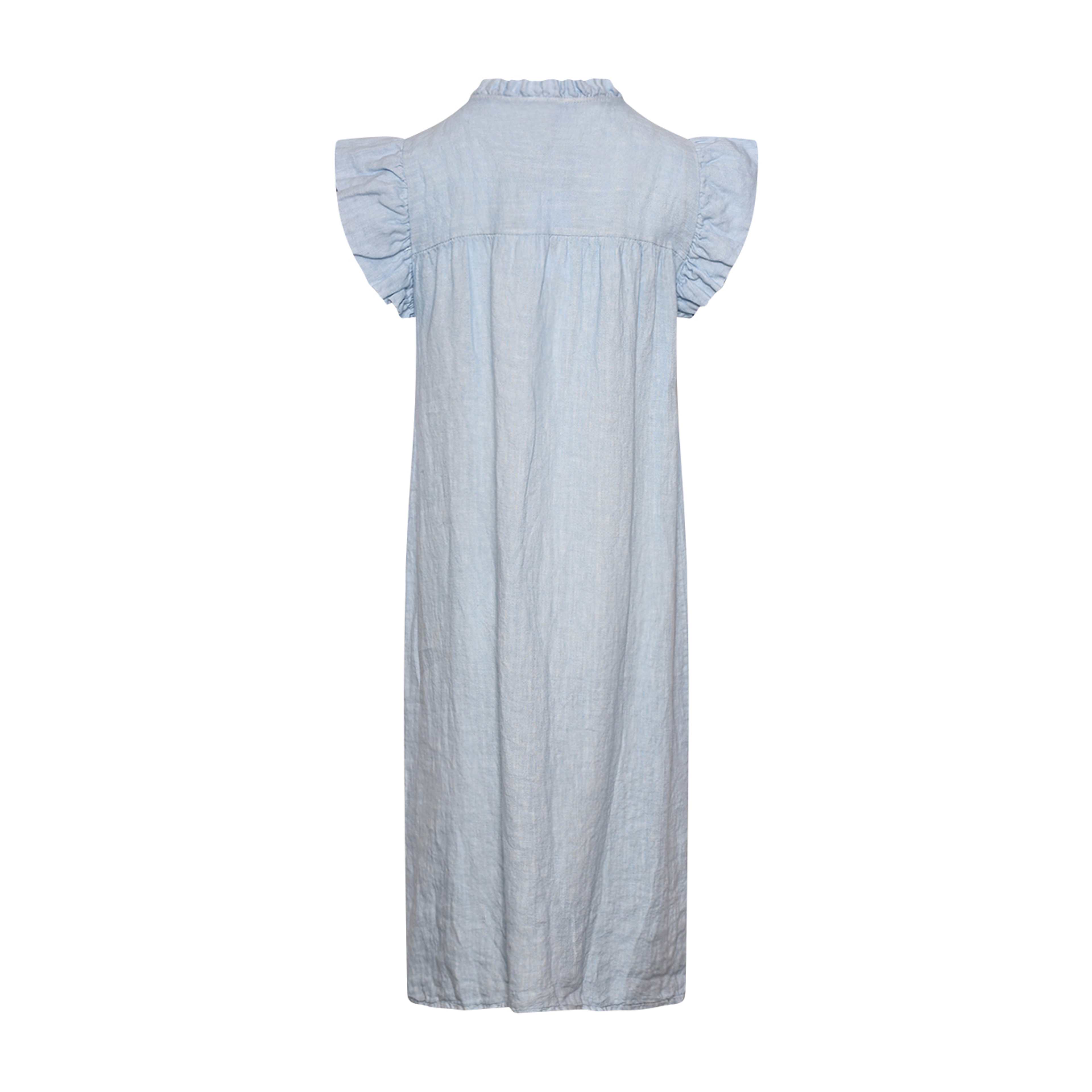 Etta, Frill Dress, Linen - Light Blue
