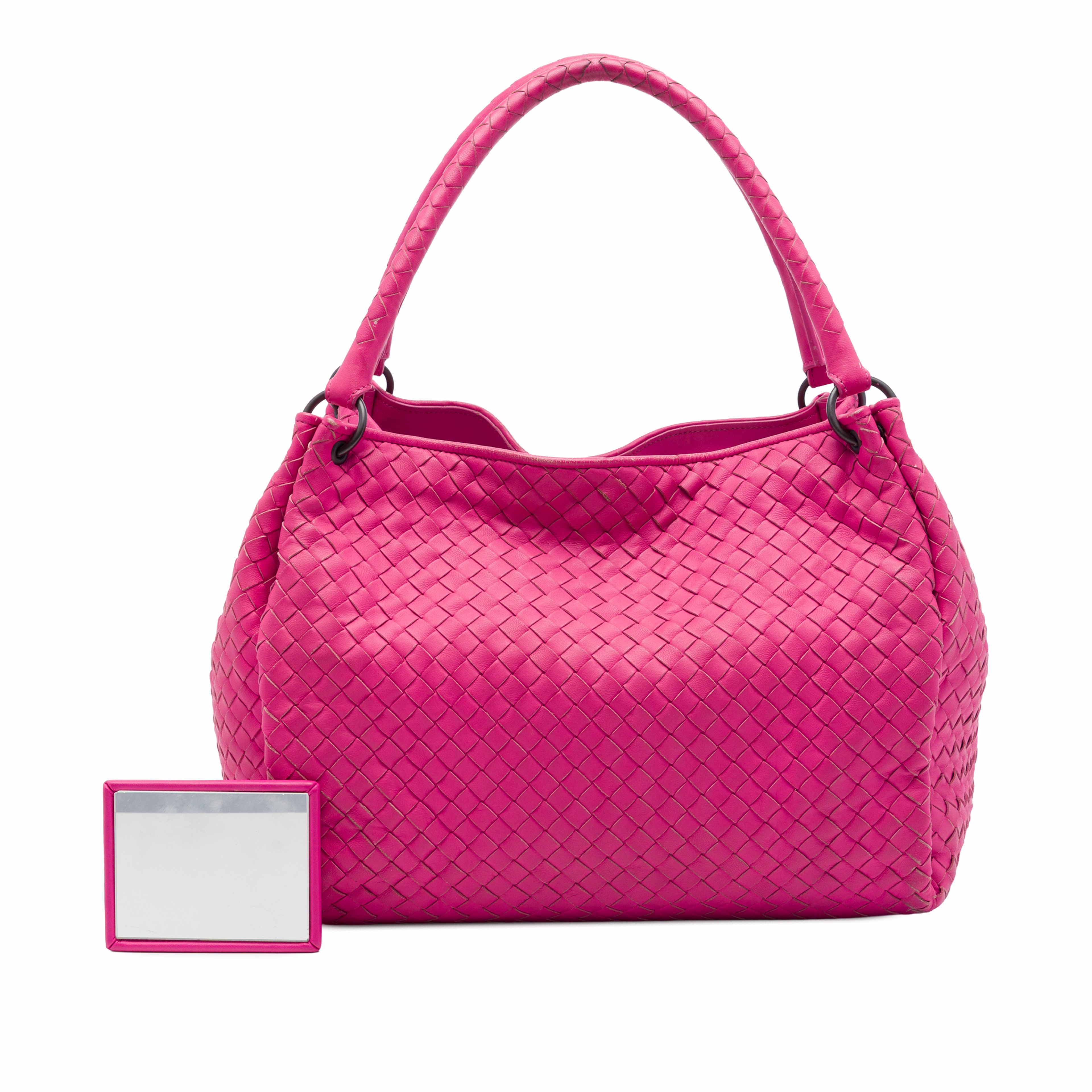Bottega Veneta Nappa Intrecciato Parachute Tote, från Luxclusif, i färgen rosa. Klicka för att öppna bilden i stort format