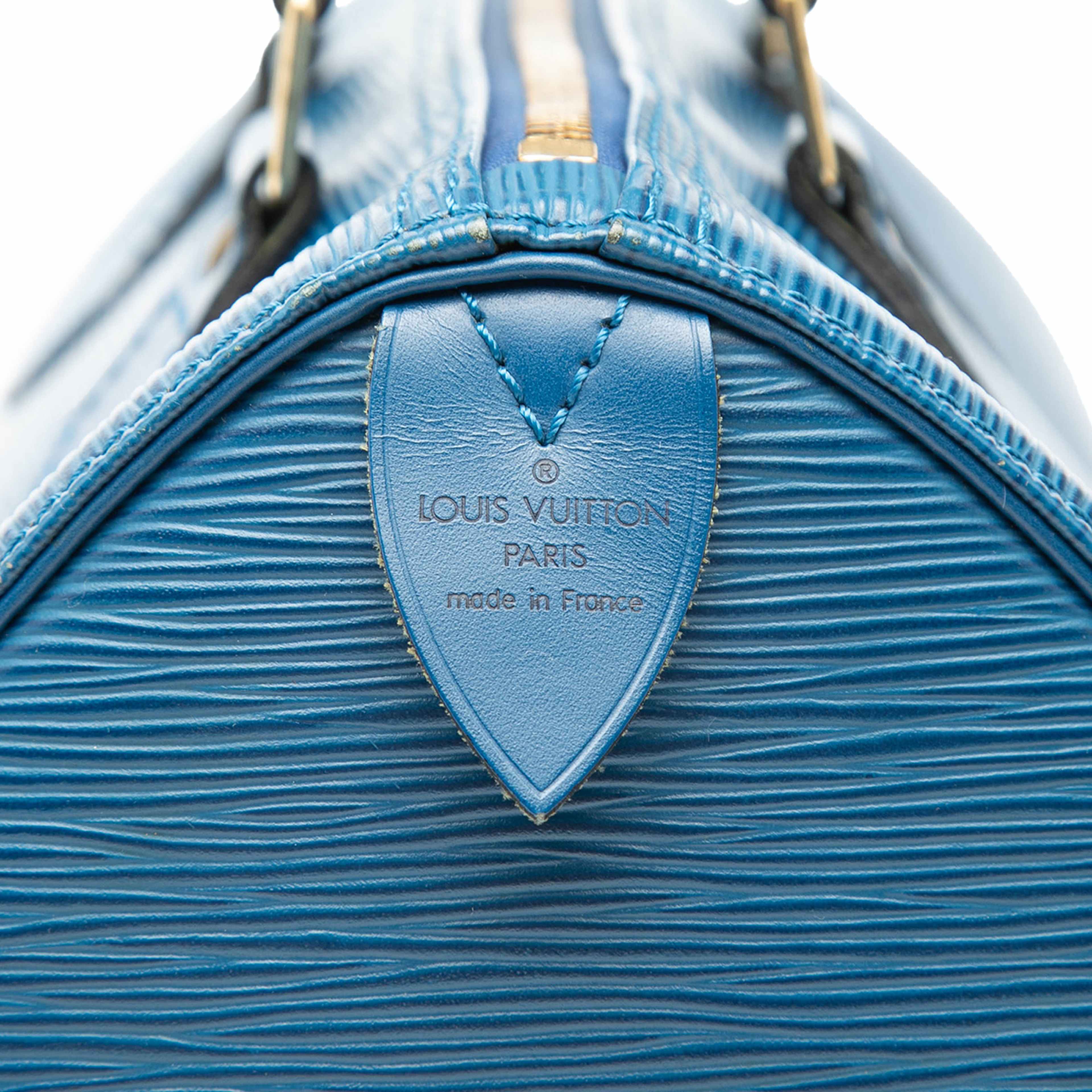 Louis Vuitton Epi Speedy 25, från Luxclusif, i färgen blue. Klicka för att öppna bilden i stort format