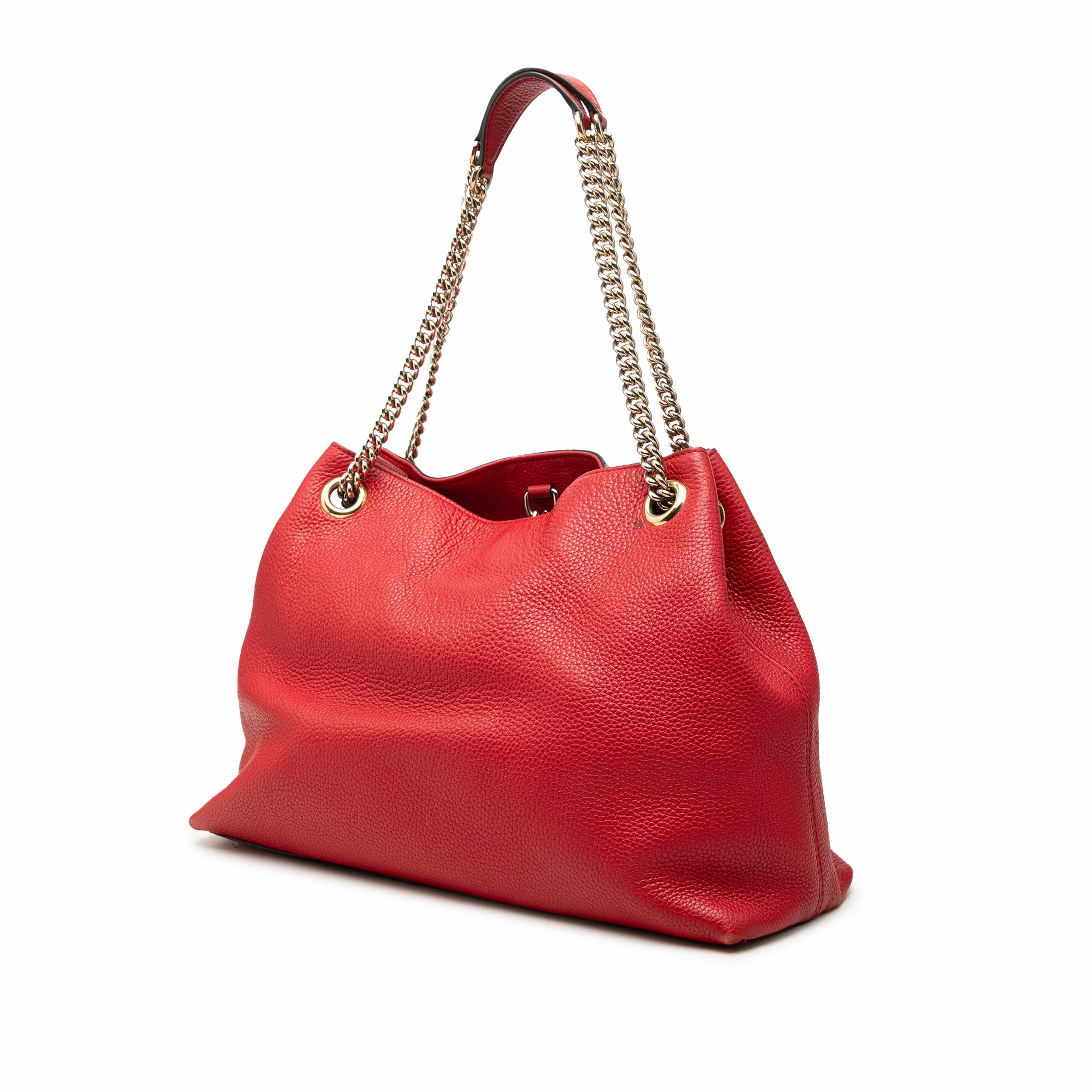 Gucci Medium Calfskin Soho Chain Tote, från Luxclusif, i färgen röd. Klicka för att öppna bilden i stort format