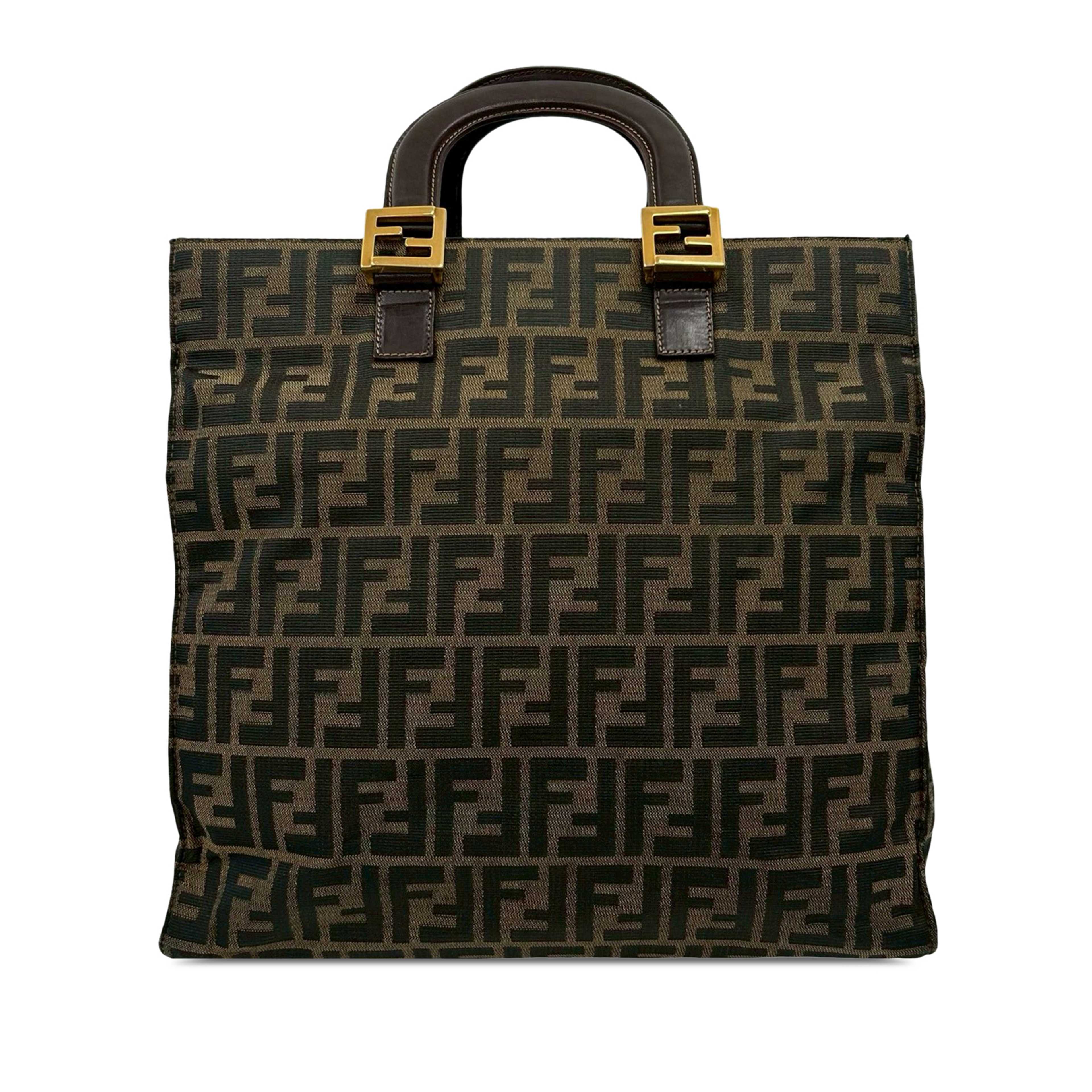Fendi Zucca Canvas Twins Tote, från Luxclusif, i färgen brun. Klicka för att öppna bilden i stort format