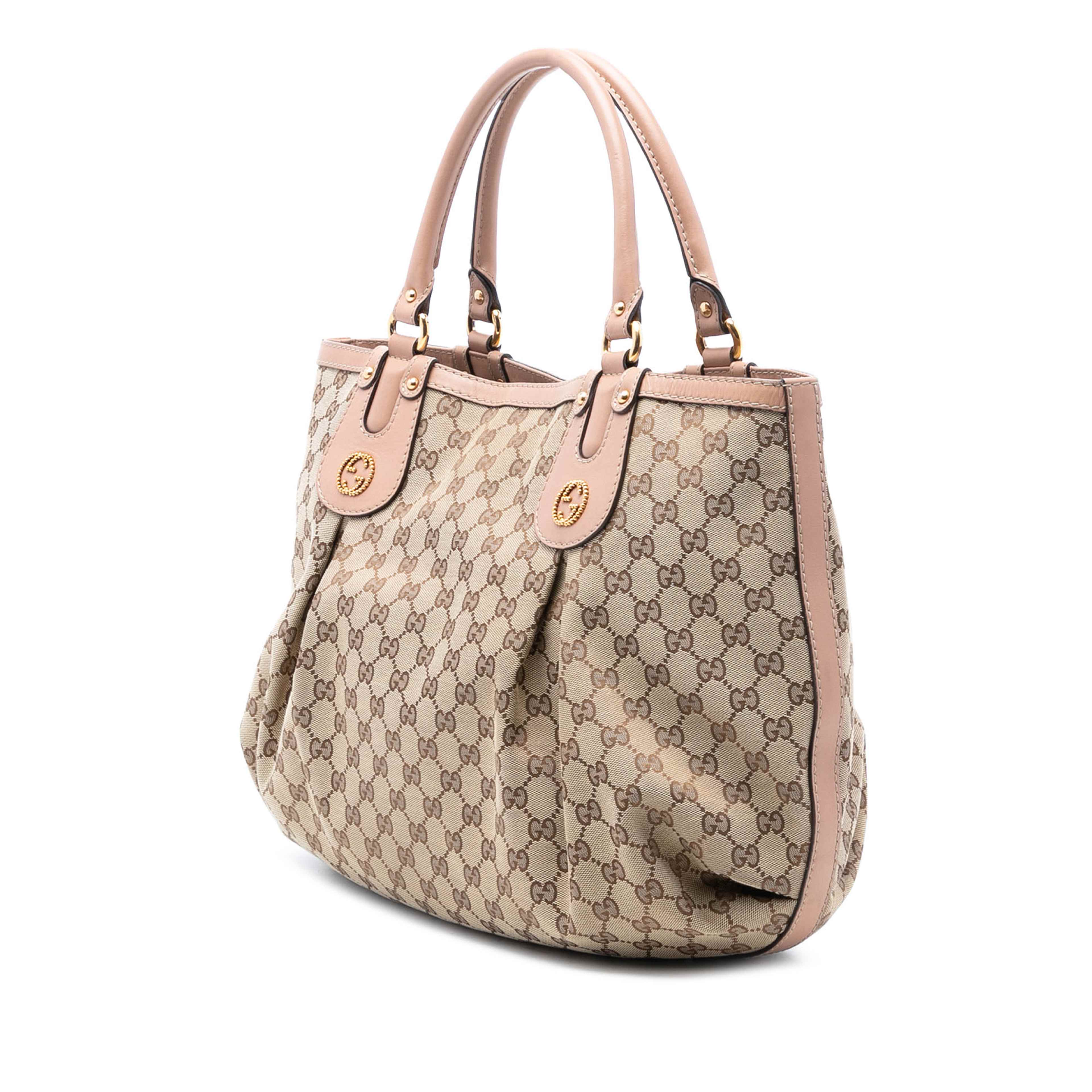 Gucci Large Gg Canvas Scarlett Tote, från Luxclusif, i färgen beige. Klicka för att öppna bilden i stort format