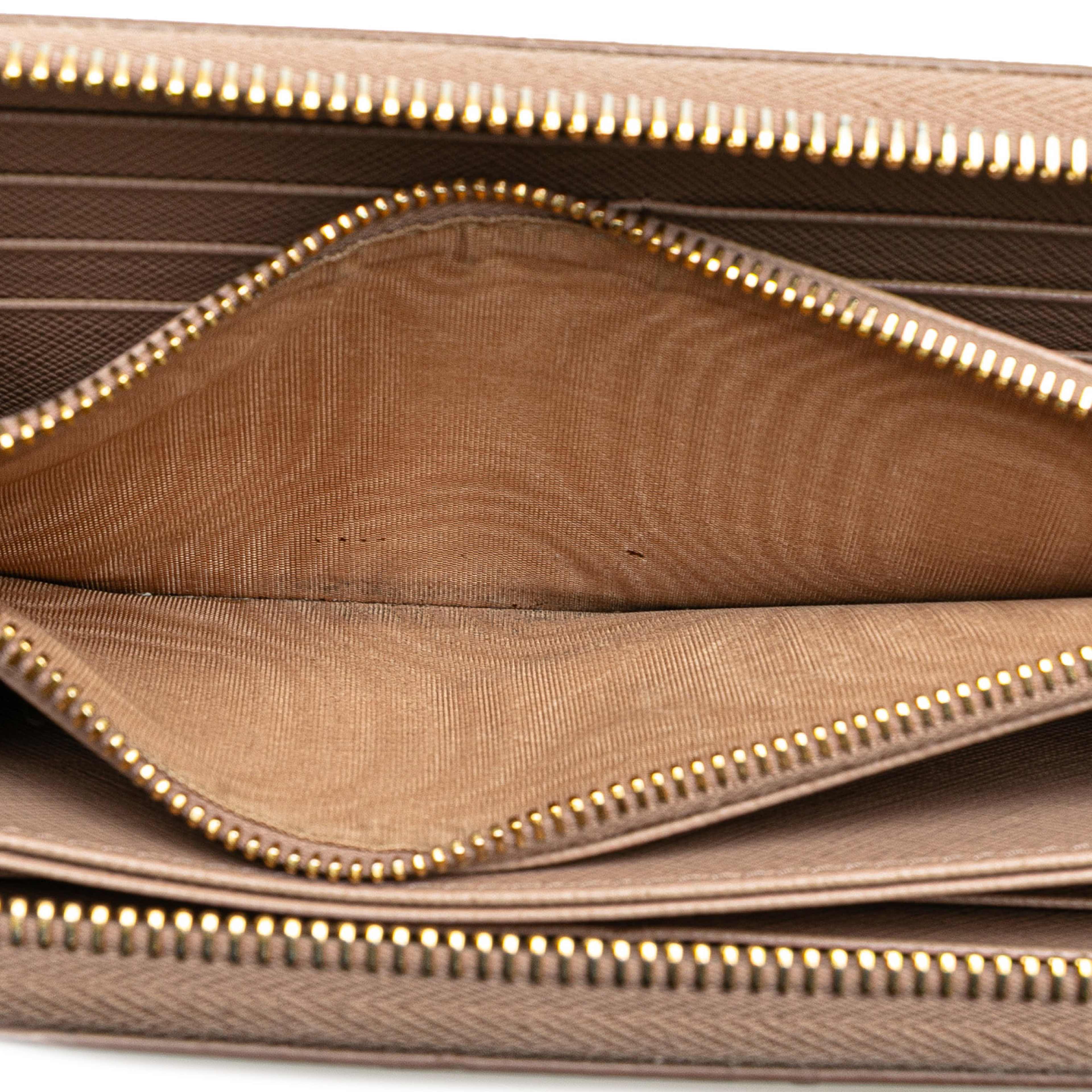 Prada Large Saffiano Zip Around Long Wallet