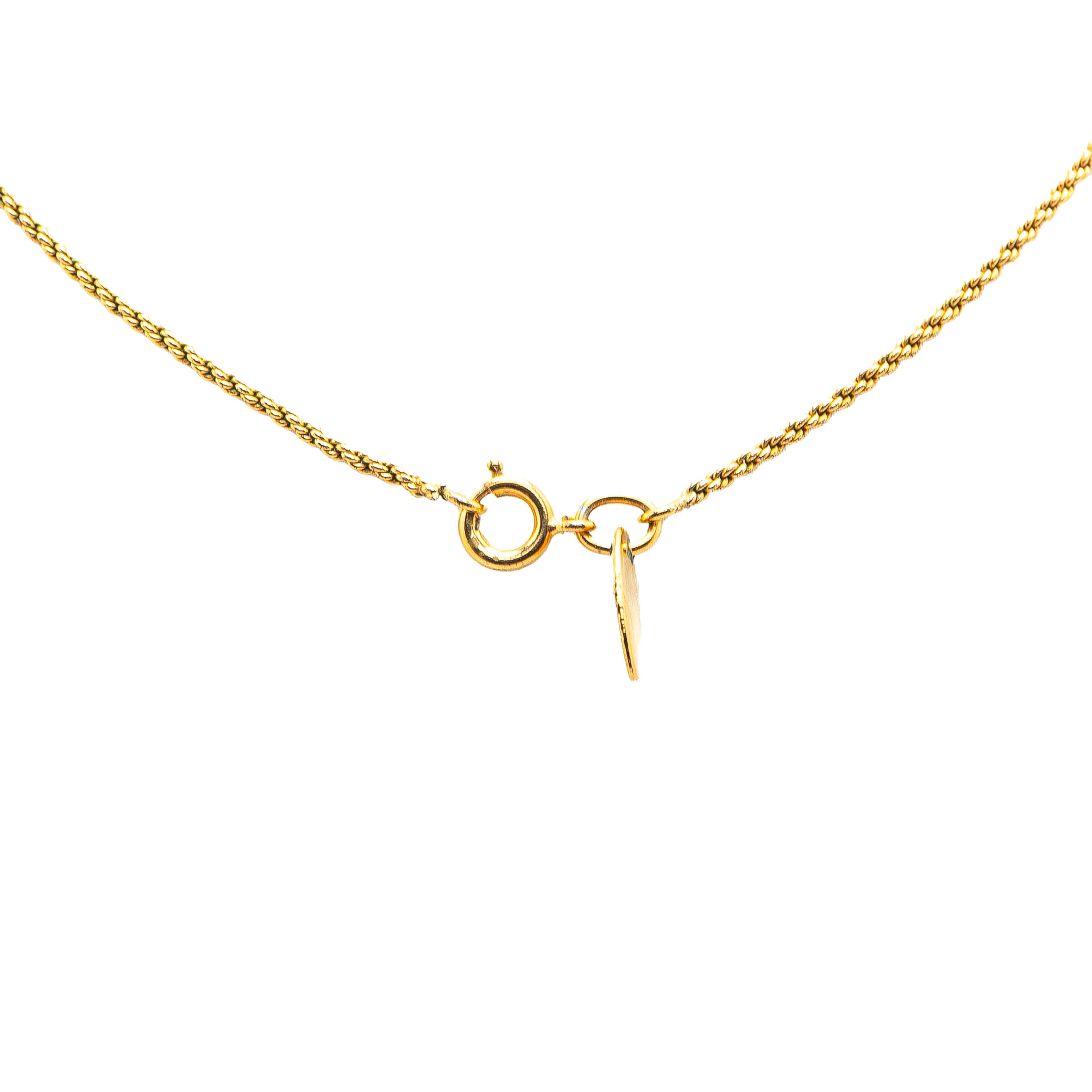 Chanel Gold Plated Rhinestone Pendant Necklace