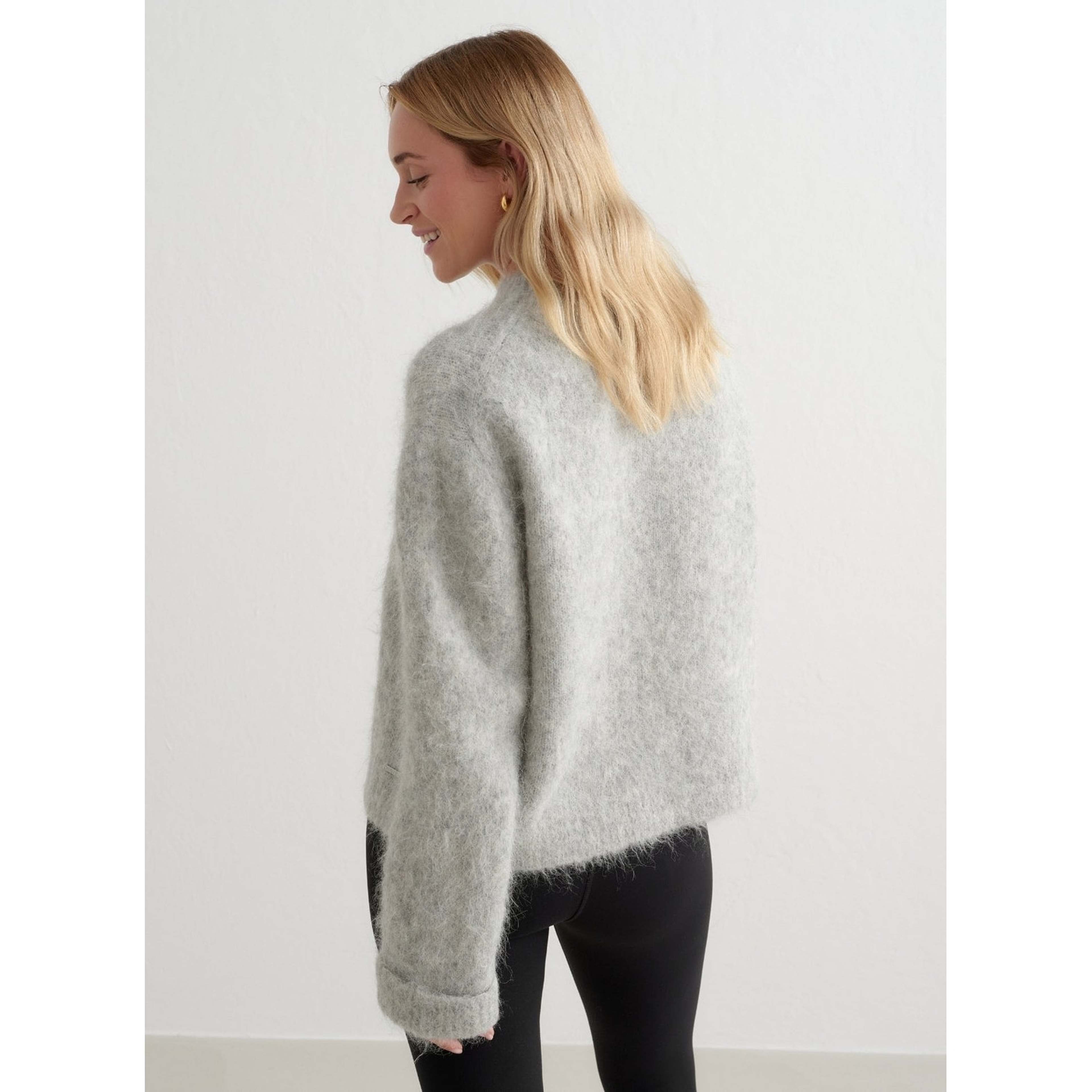 Grey Melange Alpaca Knit Sweater