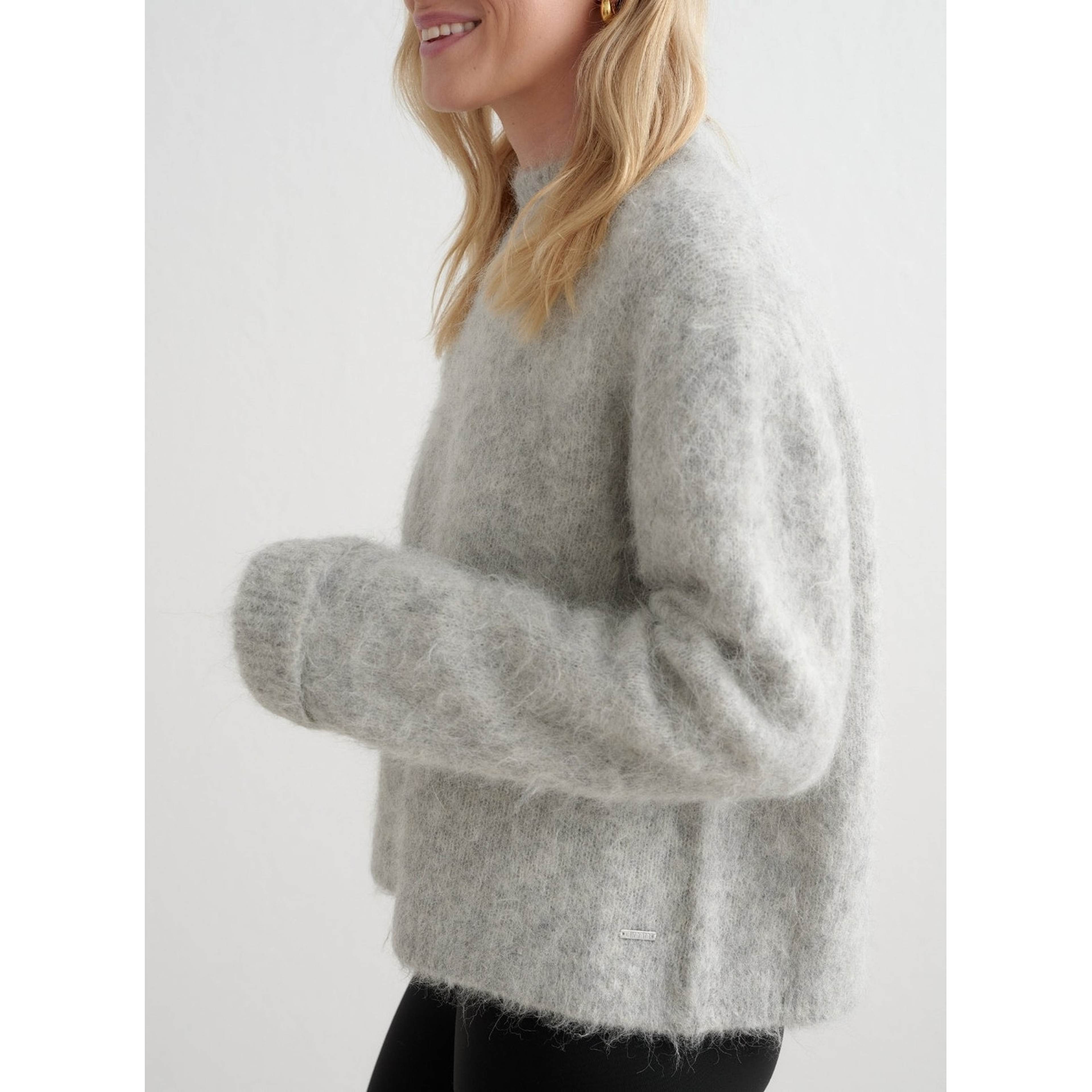Grey Melange Alpaca Knit Sweater