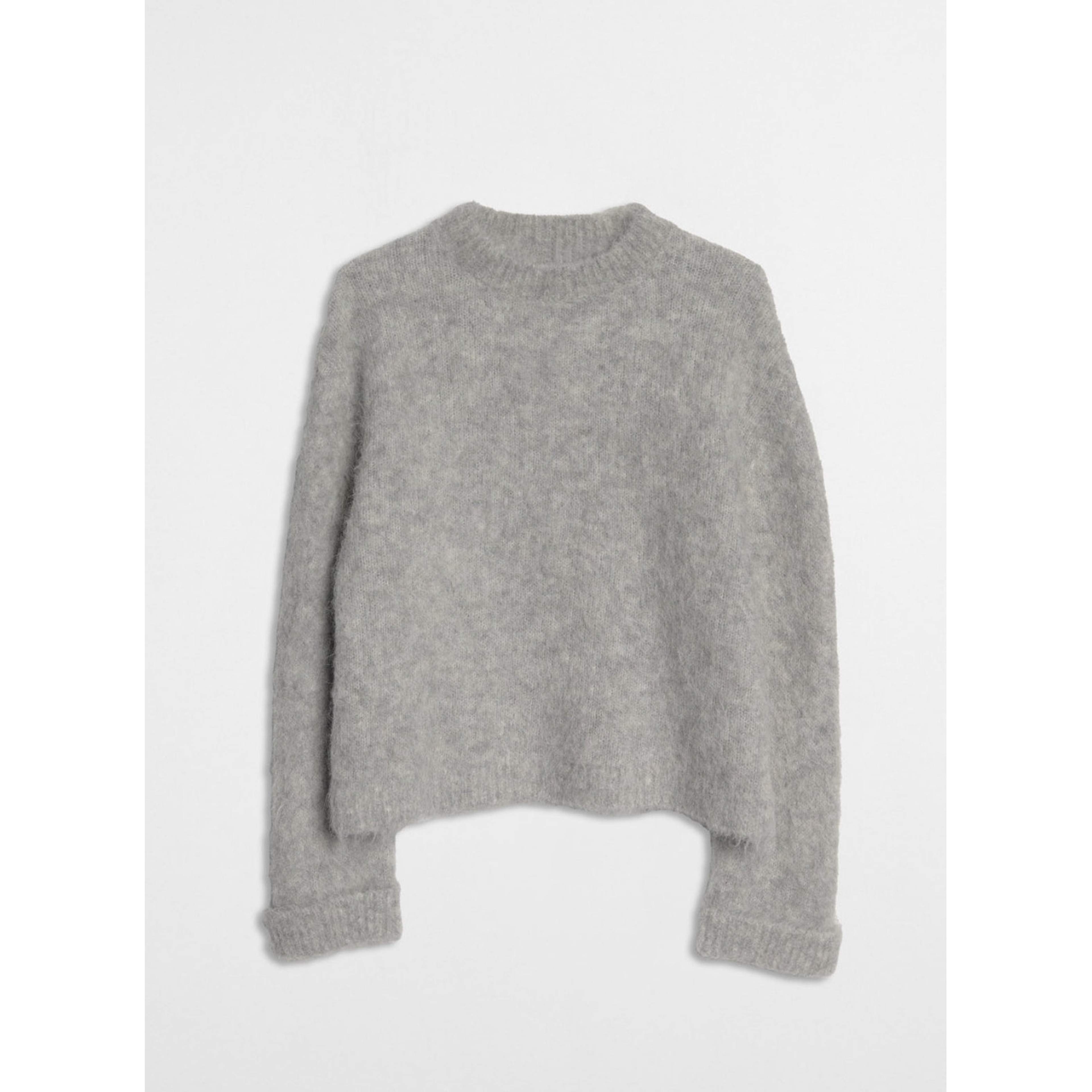 Grey Melange Alpaca Knit Sweater