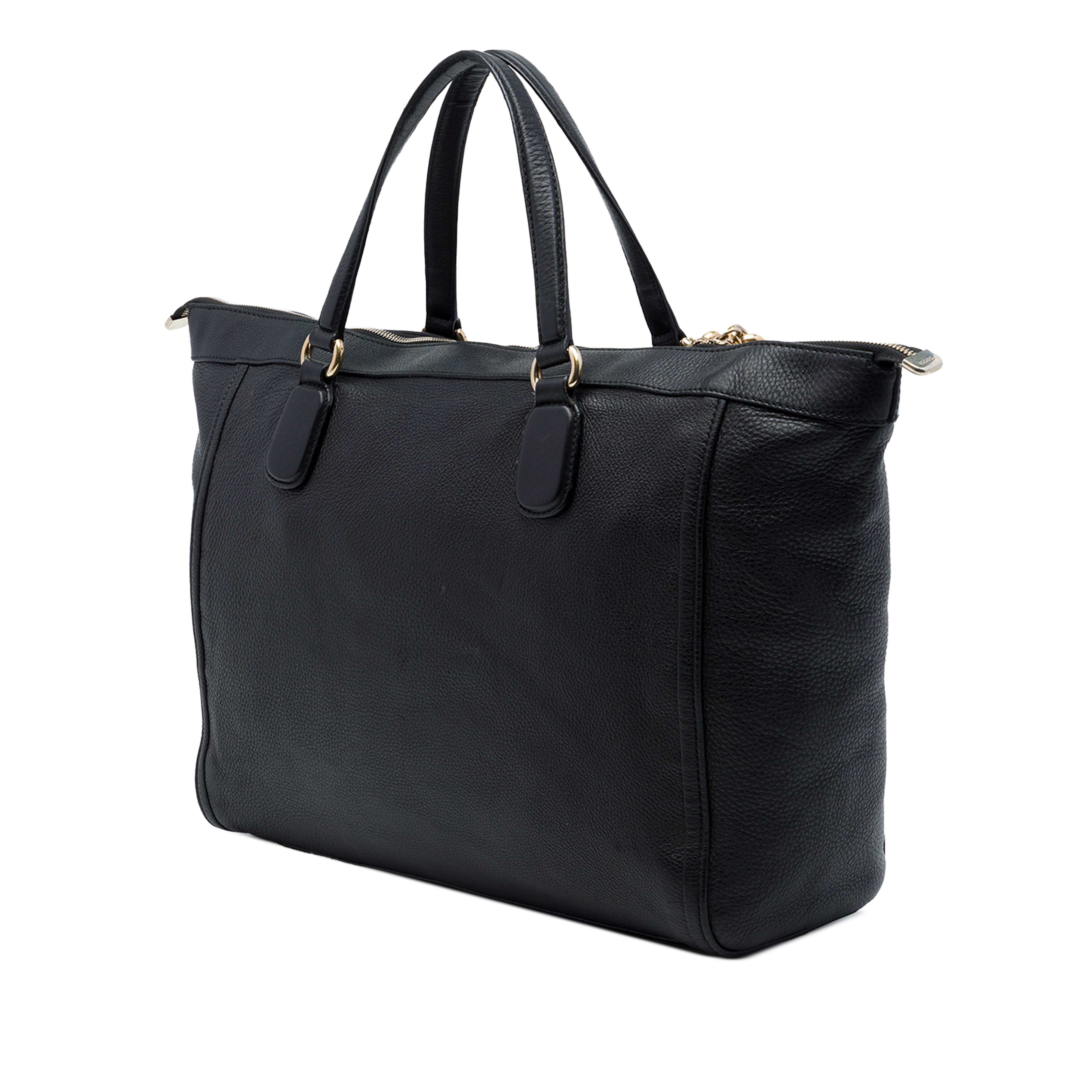 Gucci Large Calfskin Soho Working Tote, från Luxclusif, i färgen svart. Klicka för att öppna bilden i stort format