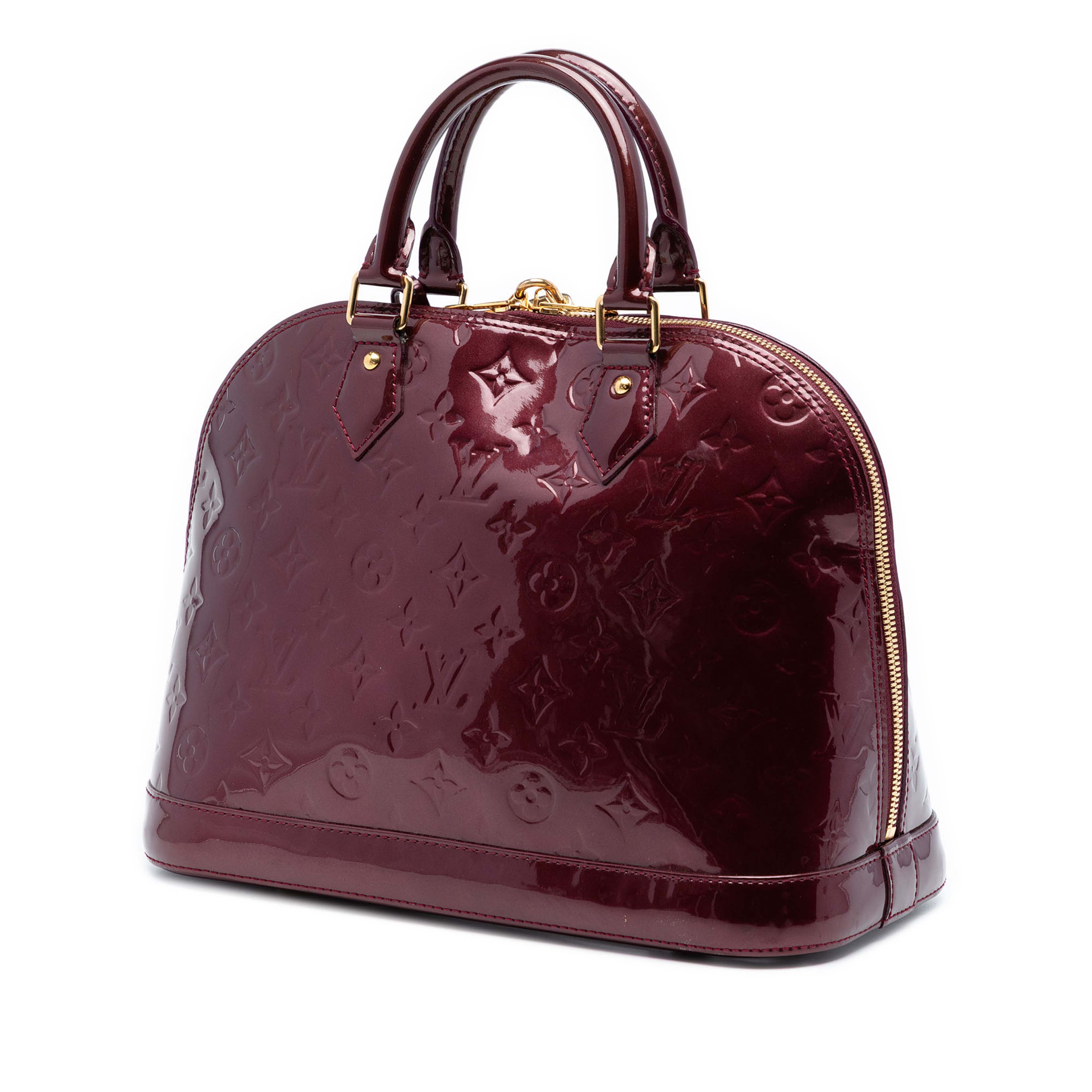Louis Vuitton Monogram Vernis Alma Pm, från Luxclusif, i färgen burgundy. Klicka för att öppna bilden i stort format