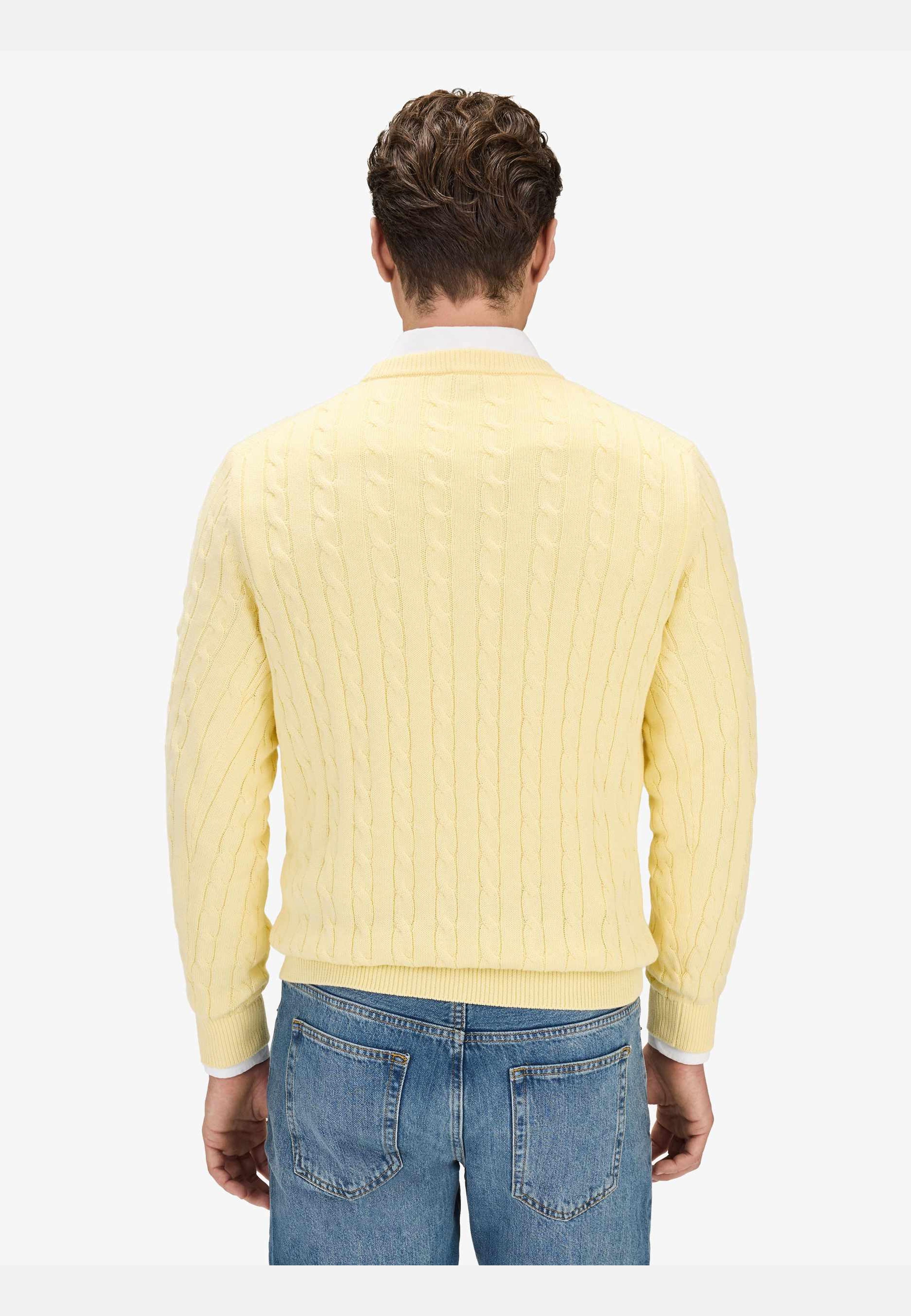 Cotton Cable Knitted Crew Neck Sweater (haidar), från John Henric, i färgen yellow. Klicka för att öppna bilden i stort format