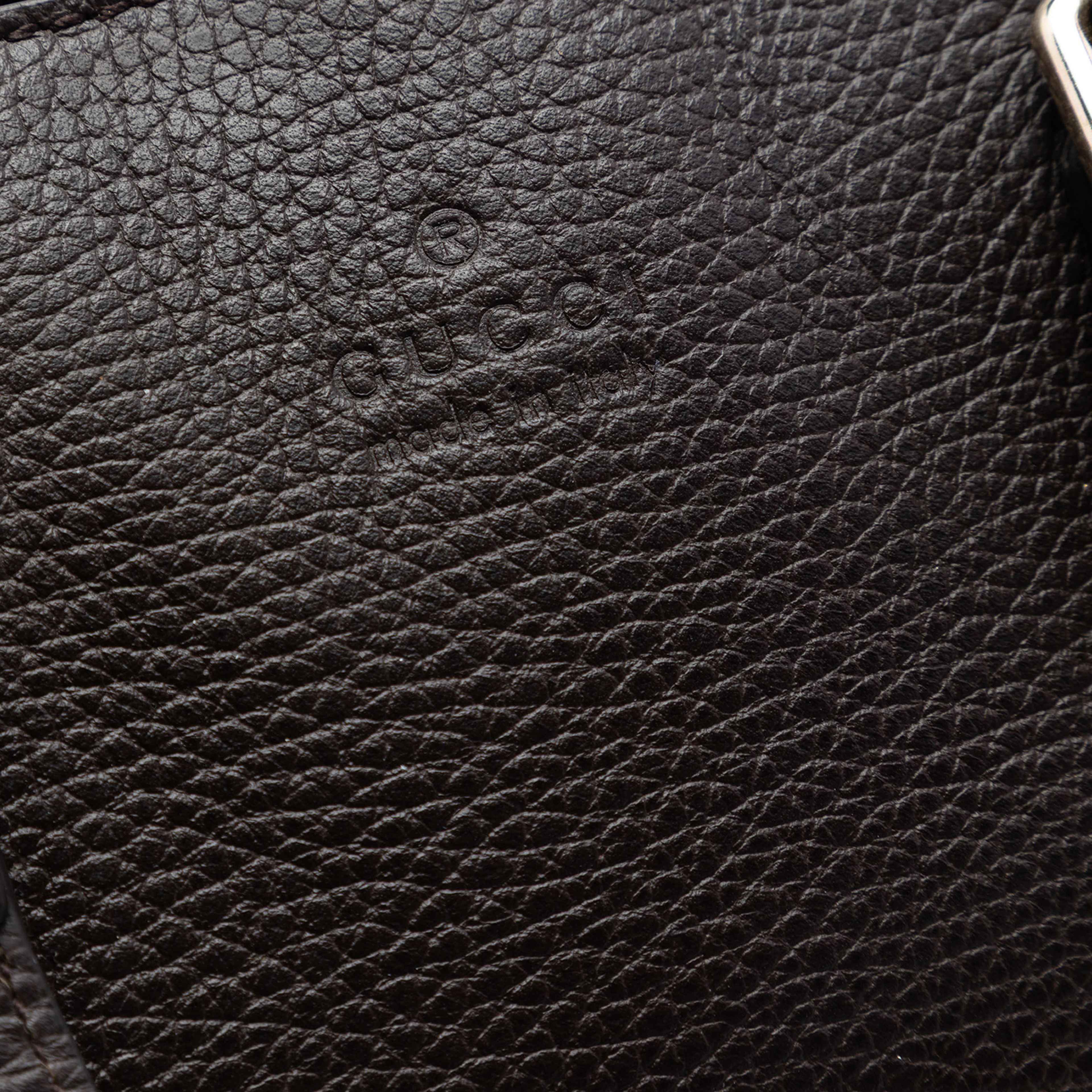 Gucci Leather Bamboo Tassel Satchel, från Luxclusif, i färgen dark brown. Klicka för att öppna bilden i stort format
