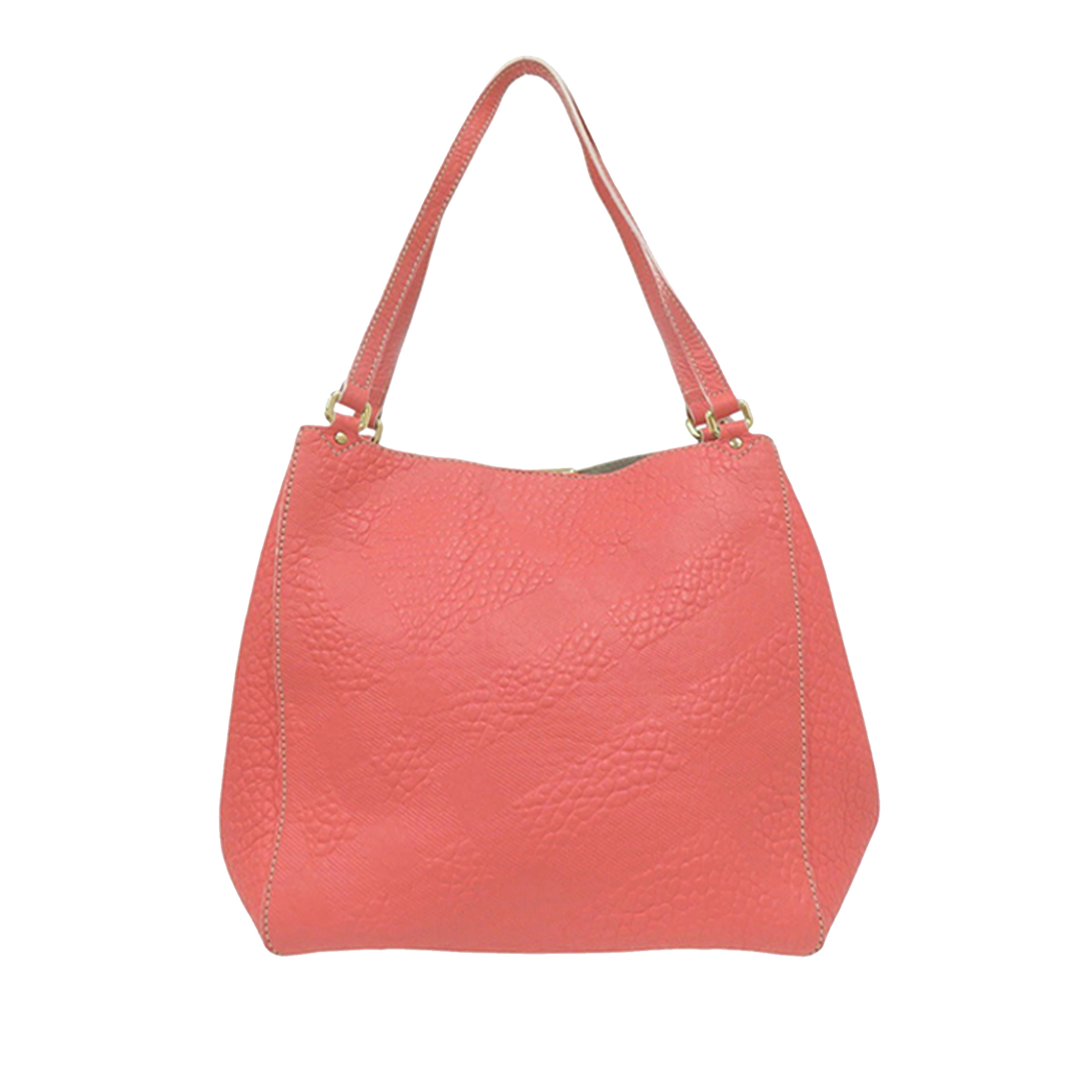 Burberry Small Embossed Grain Check Canterbury Tote, från Luxclusif, i färgen blush. Klicka för att öppna bilden i stort format