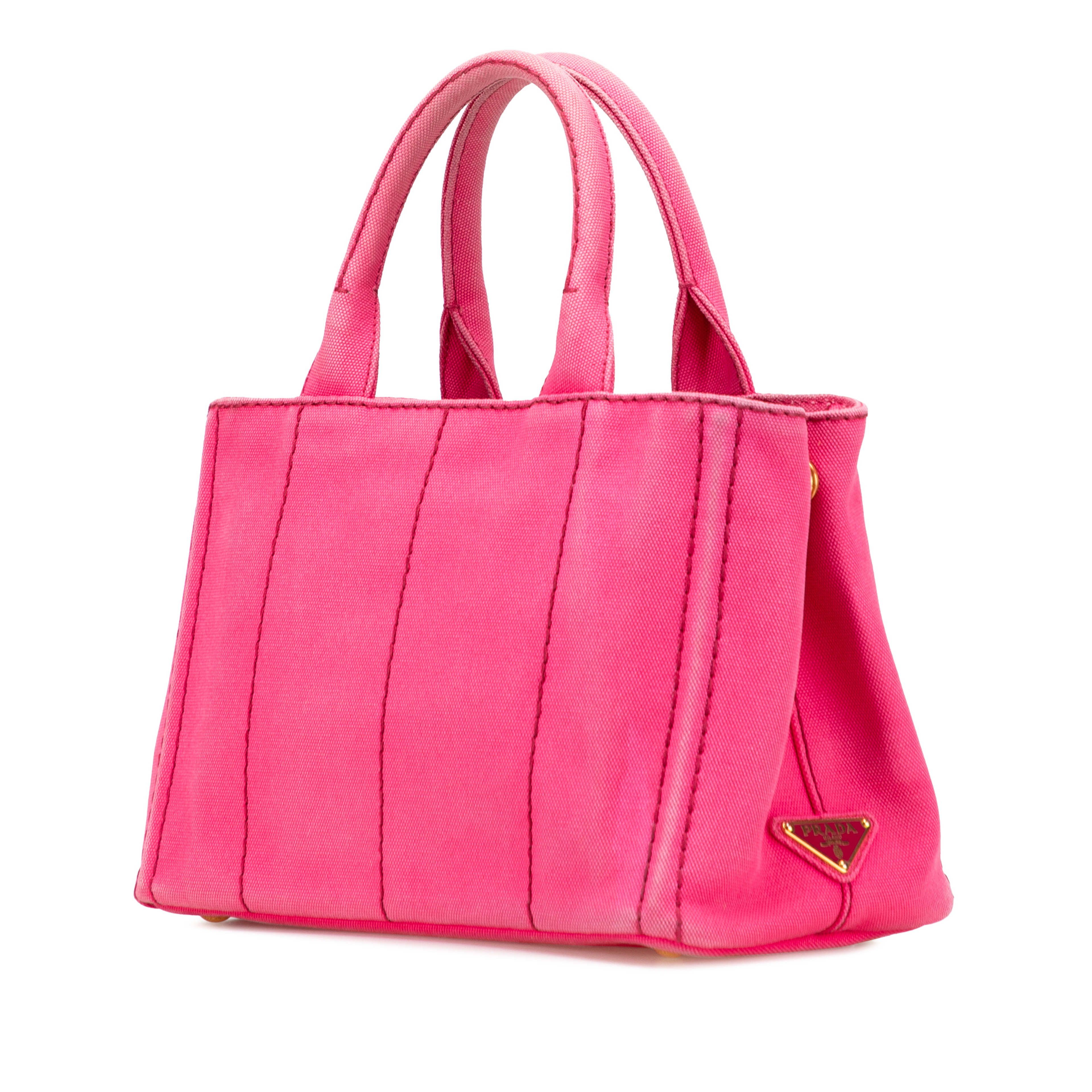 Prada Small Canvas Canapa Logo Satchel, från Luxclusif, i färgen pink. Klicka för att öppna bilden i stort format
