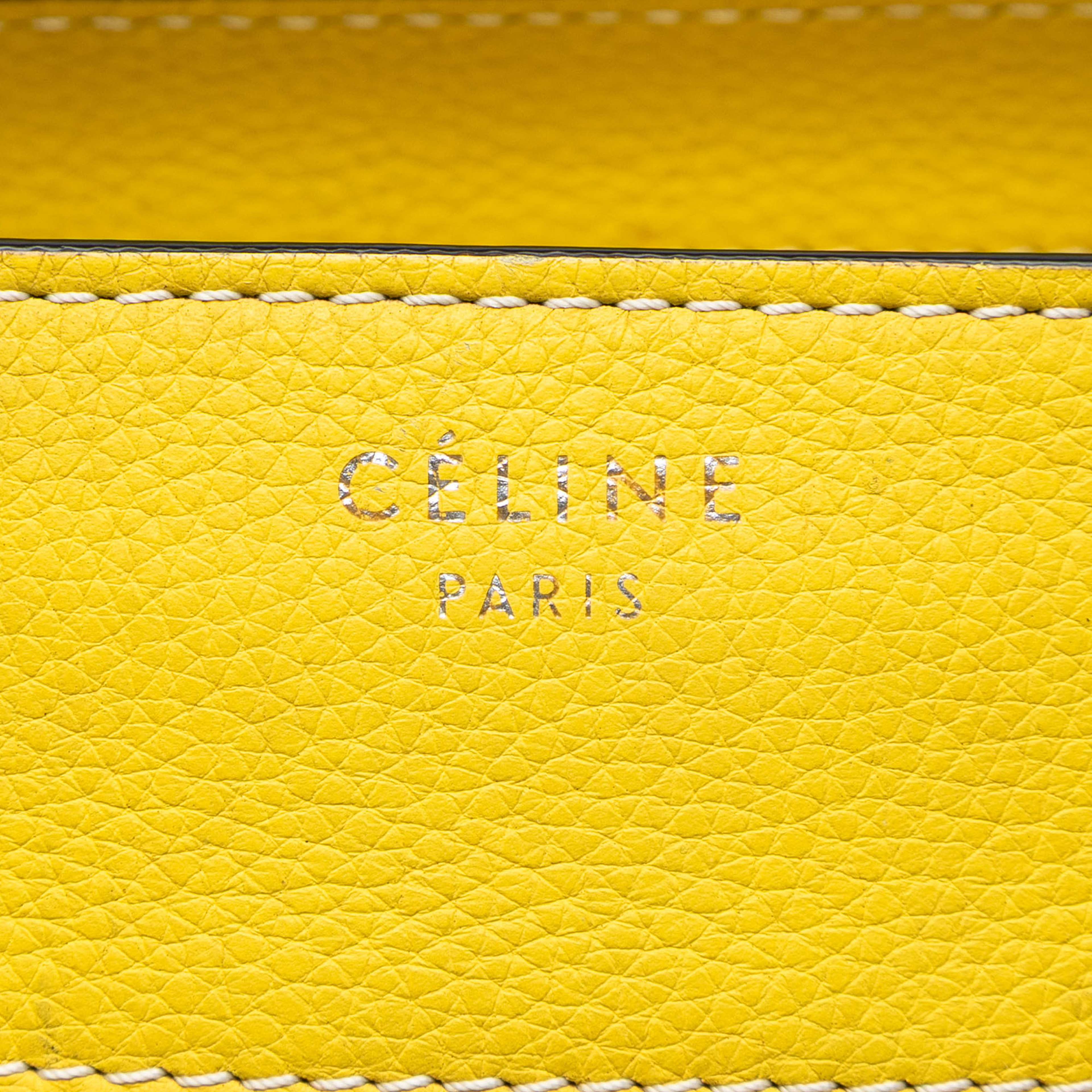 Celine Mini Calfskin Luggage Tote, från Luxclusif, i färgen yellow. Klicka för att öppna bilden i stort format